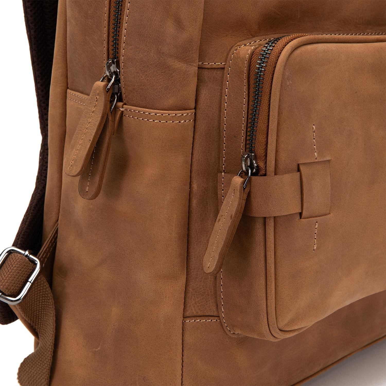 Mochila de cuero hombre Guante tostado Viaje-6