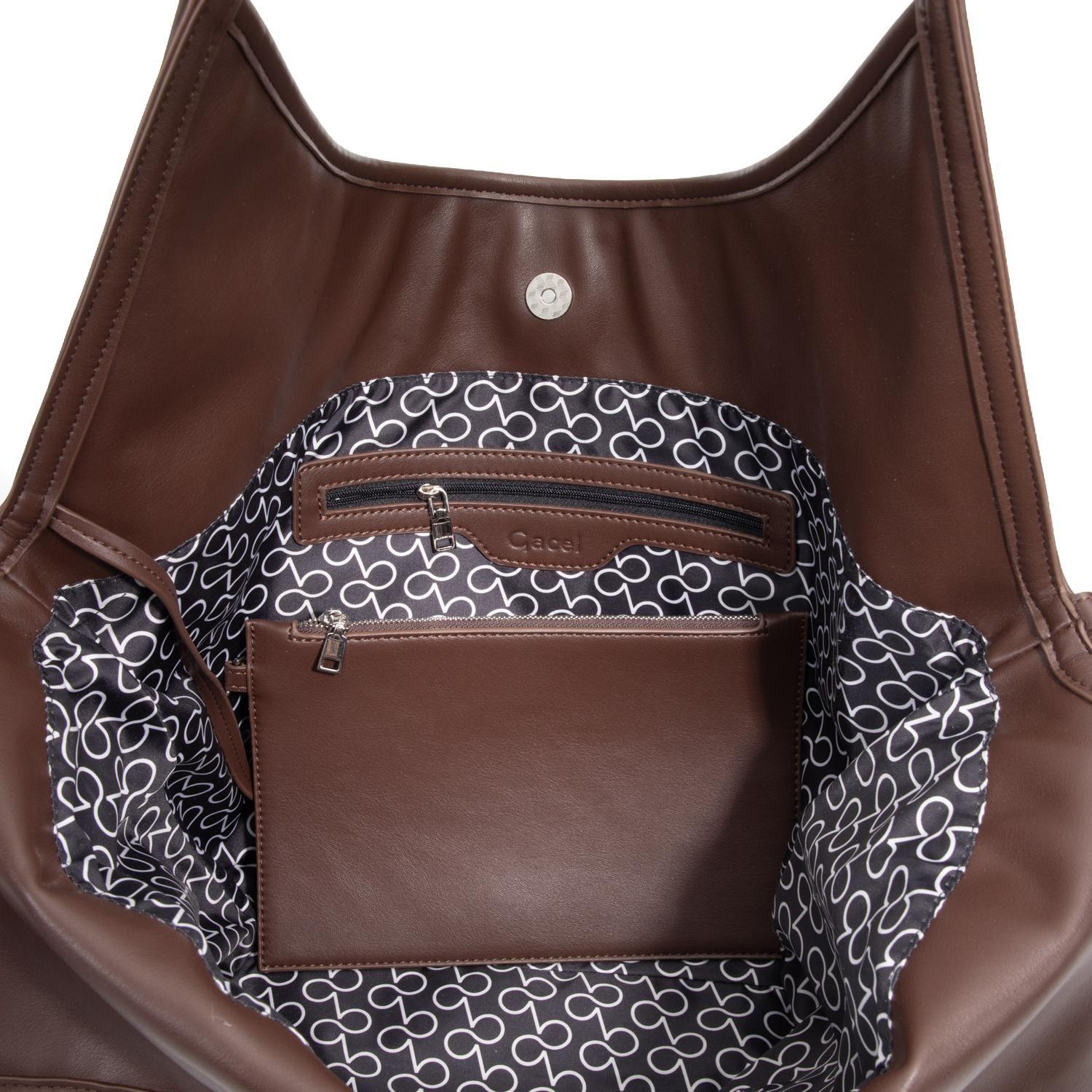 Cartera mujer Gacel chocolate dos asas grande-5