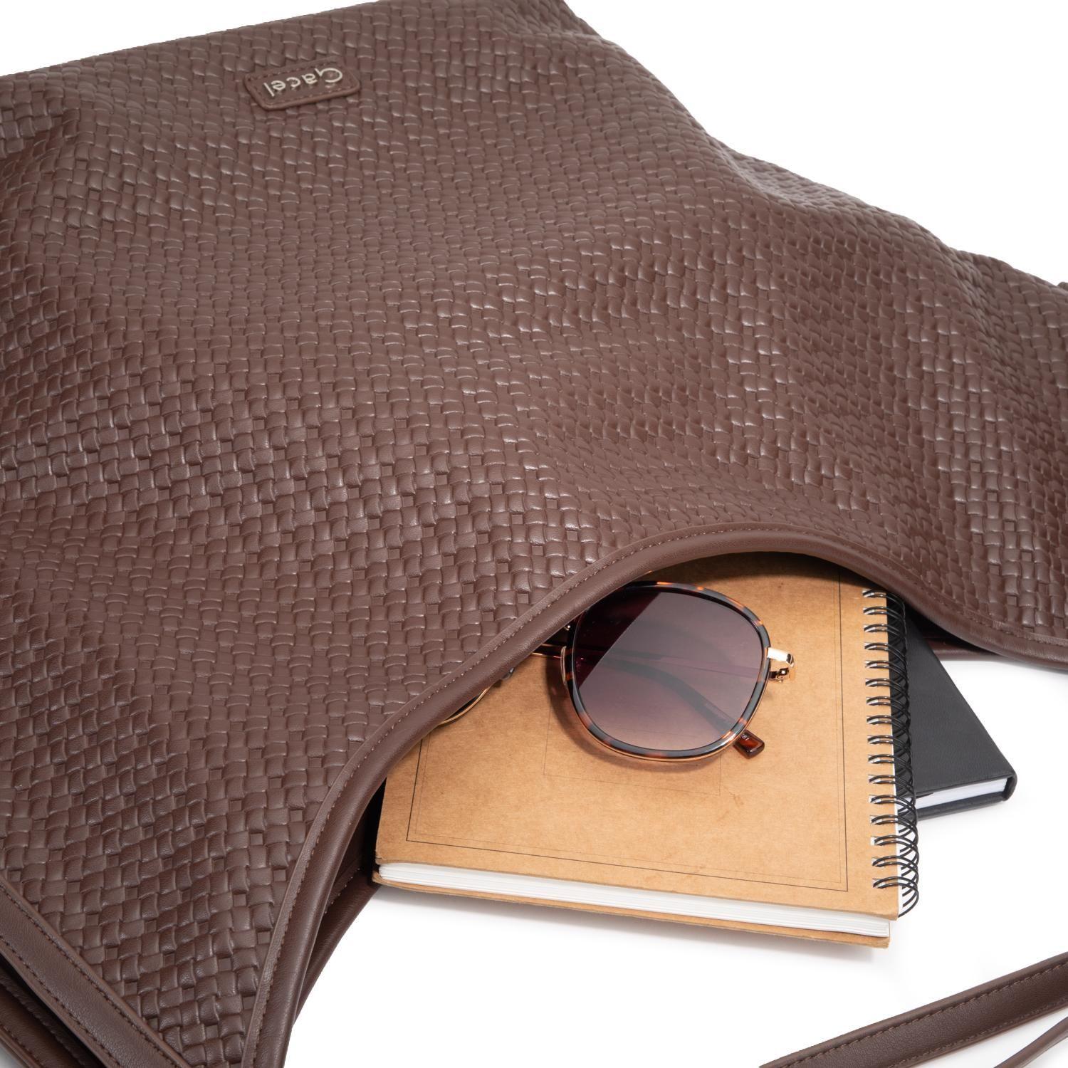 Cartera mujer Gacel chocolate dos asas grande-8