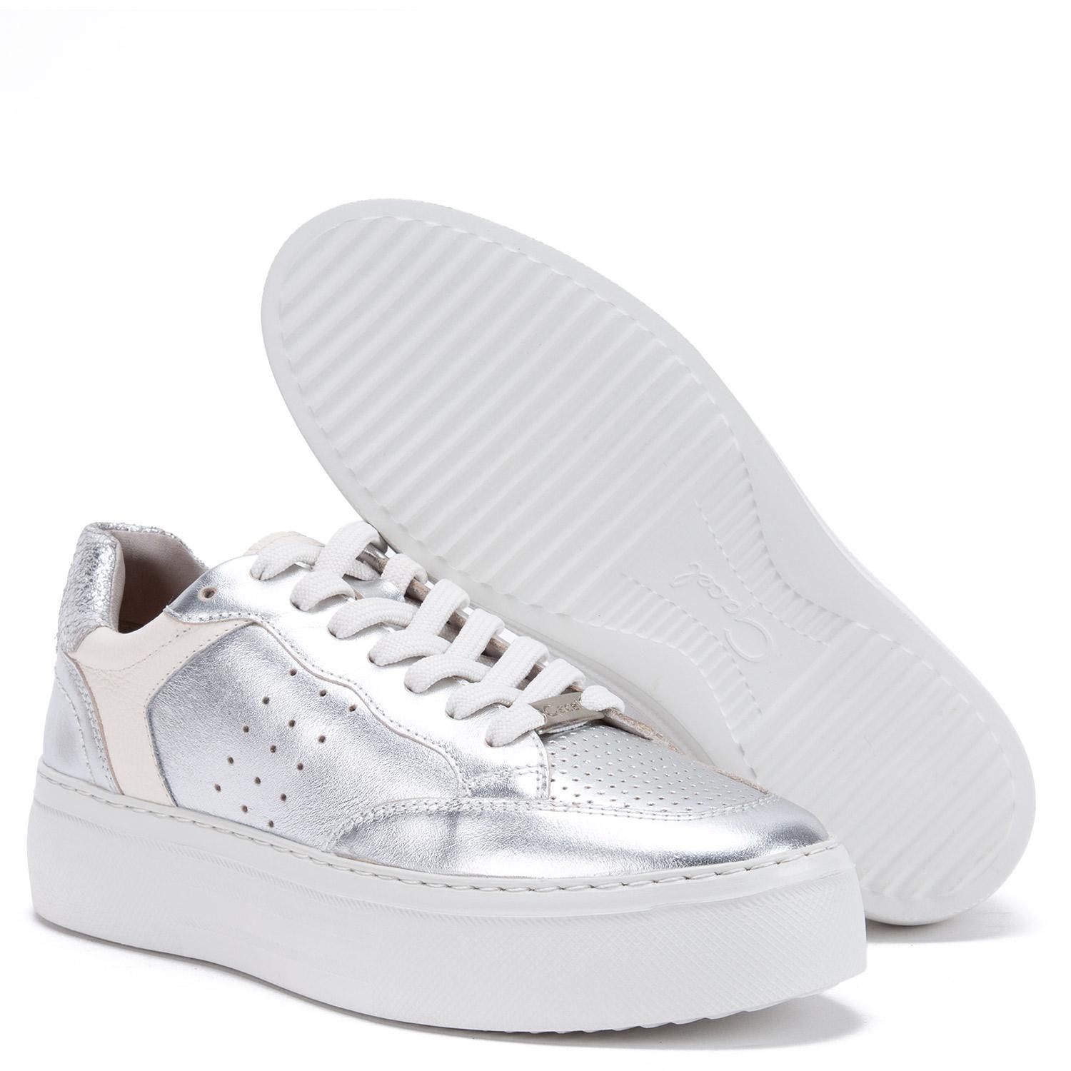 Zapatilla de cuero mujer Gacel plateado Regina 0660566-3