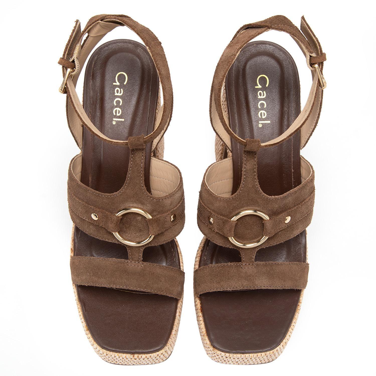 Sandalia de cuero mujer Gacel cafe Flopi-3
