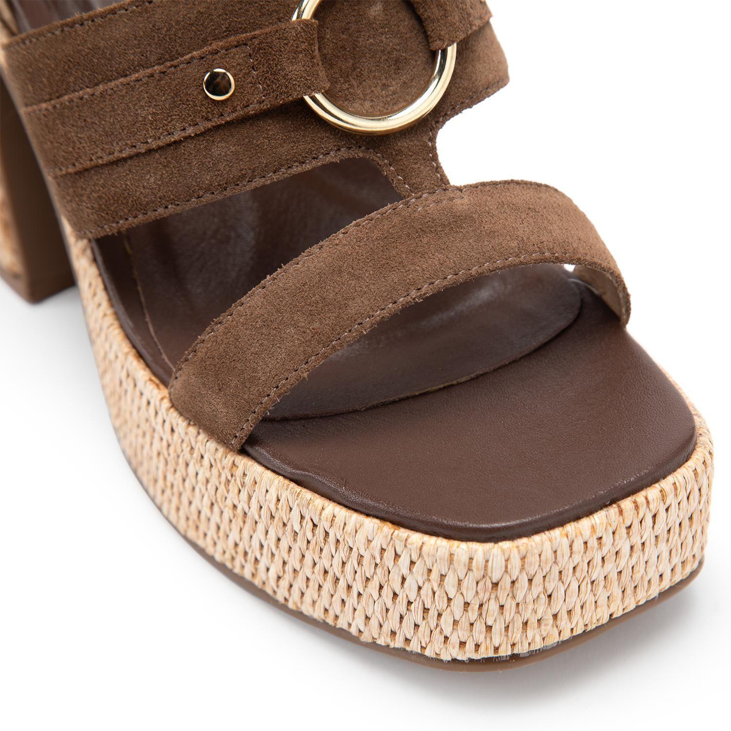 Sandalia de cuero mujer Gacel cafe Flopi-5