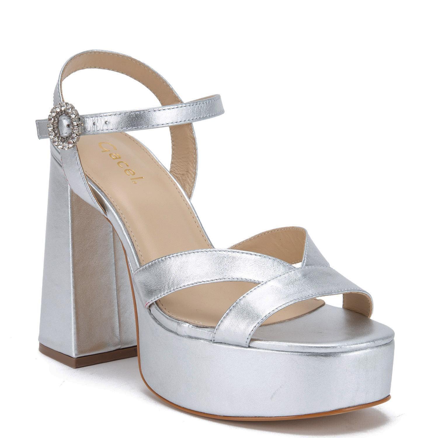 Sandalia de cuero mujer Gacel plateado Rue-2