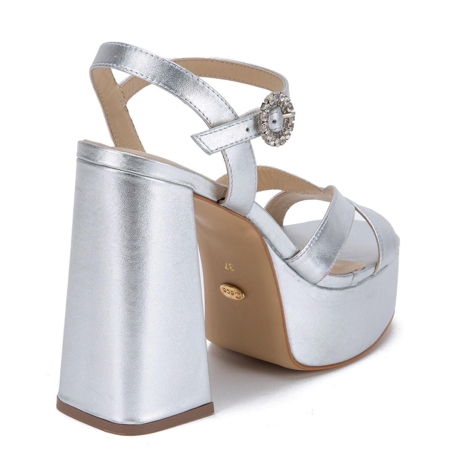 Sandalia de cuero mujer Gacel plateado Rue-4