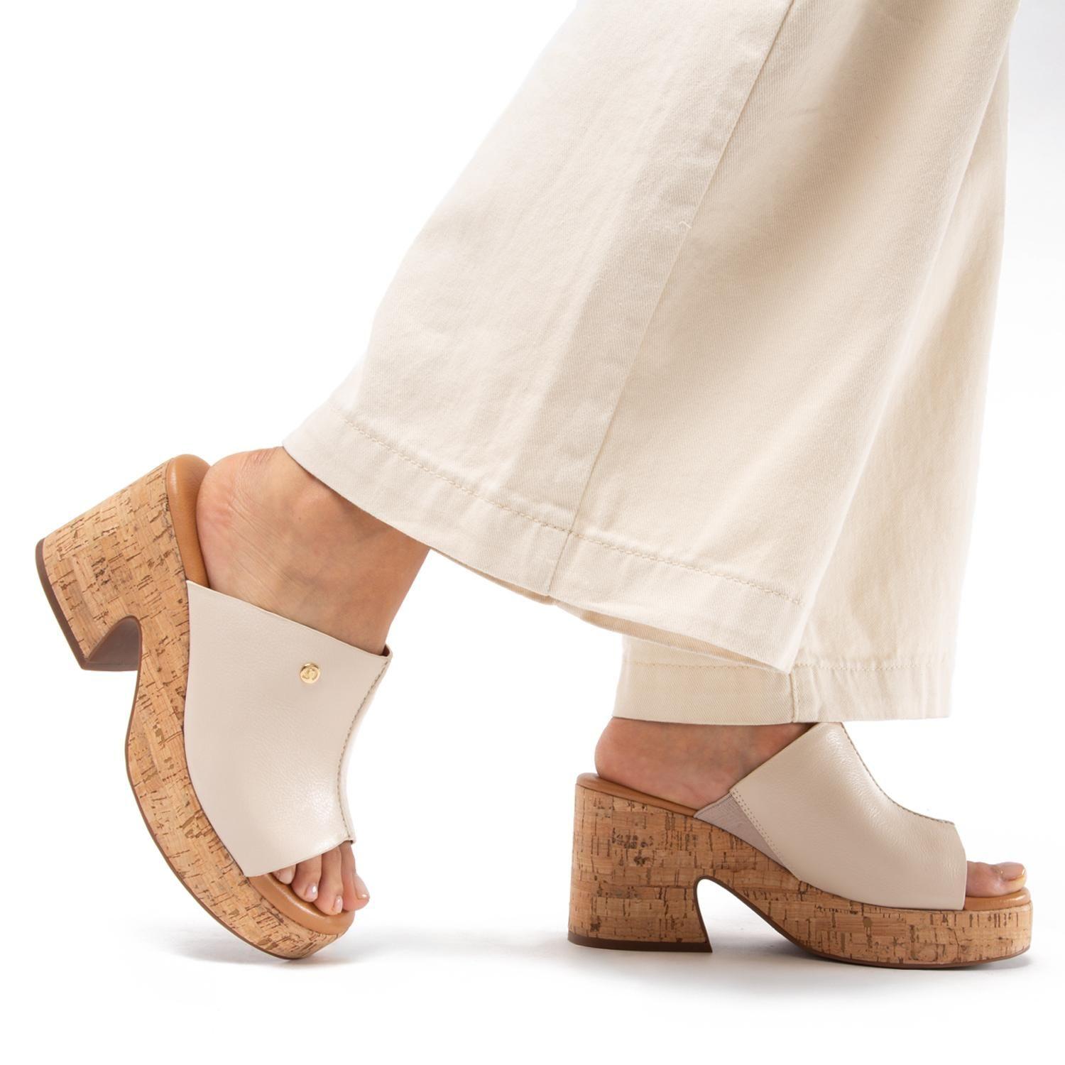 Sandalia de cuero mujer Gacel Off White Leodina-1
