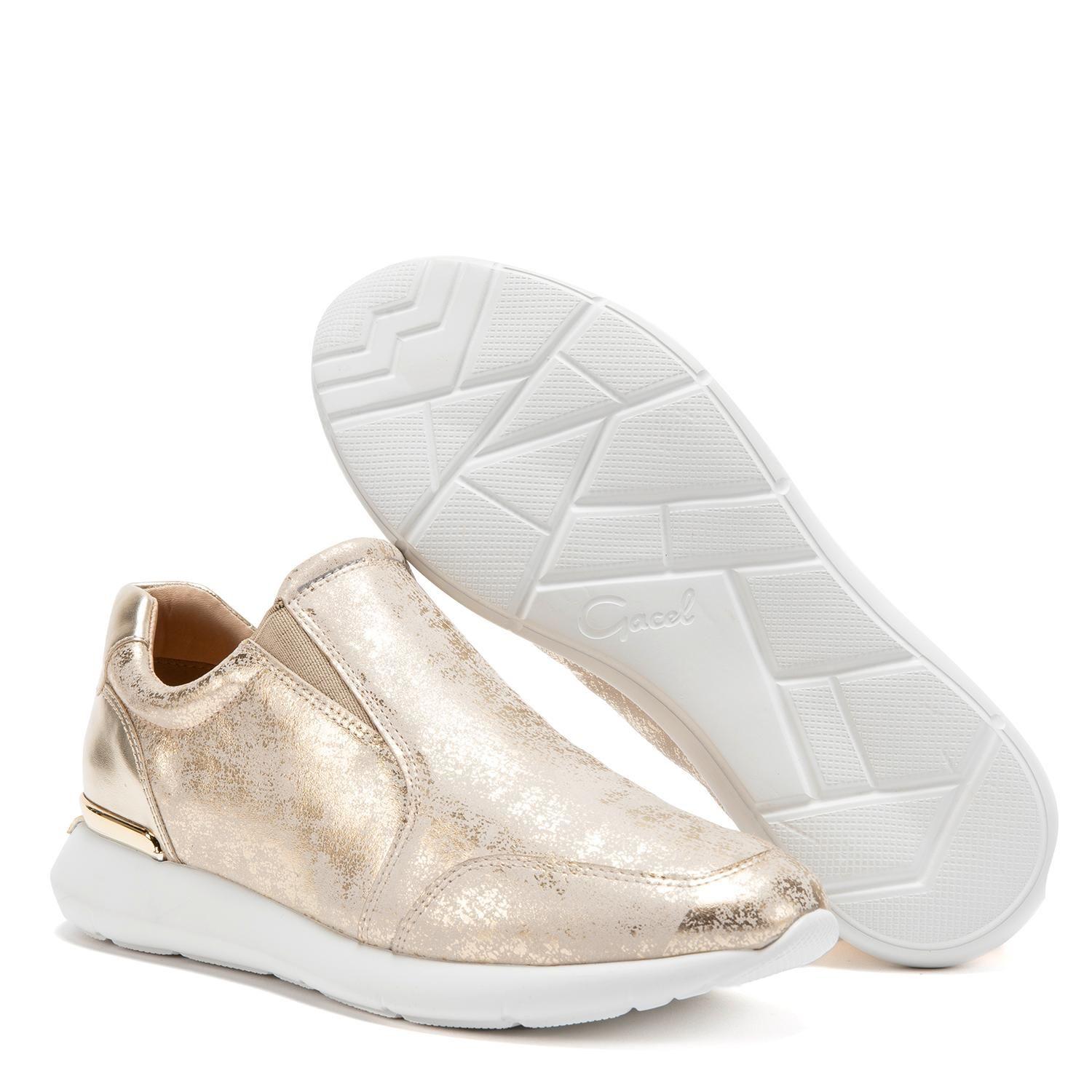 Zapatilla de cuero mujer Gacel dorado Steffy-3