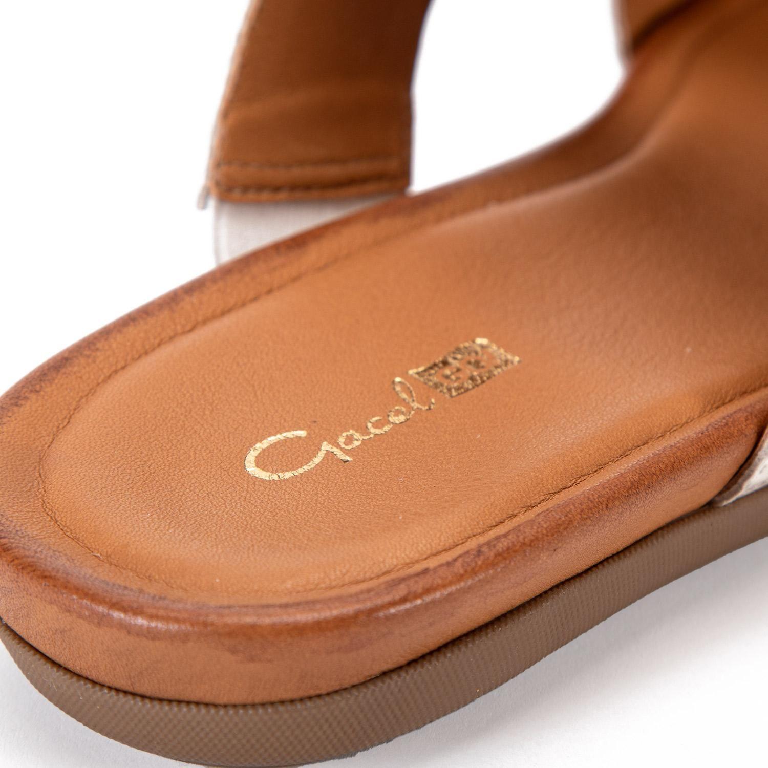 Sandalia de cuero mujer Gacel Off White fi-3