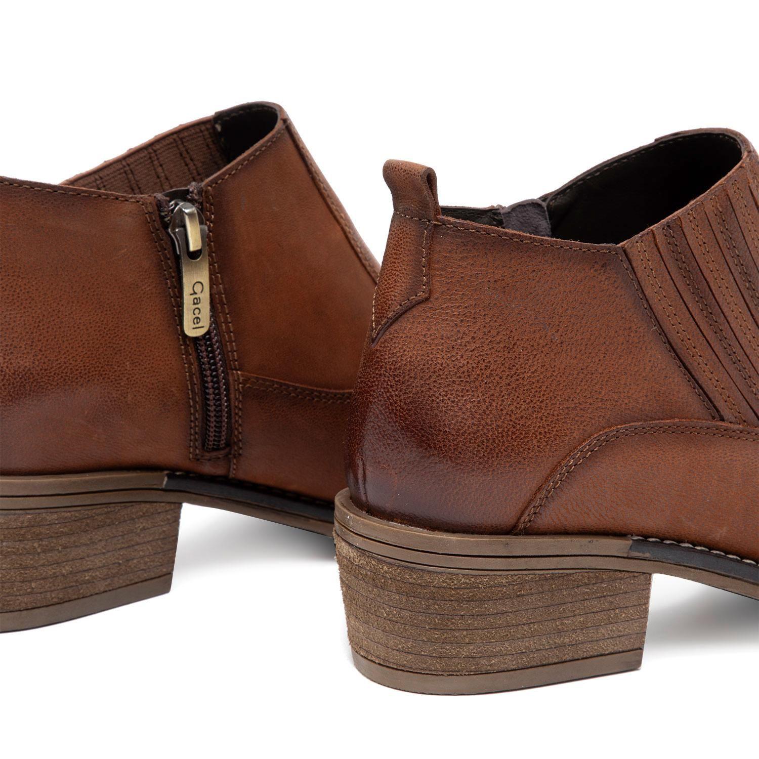 Botin de cuero mujer Gacel tostado Gina-2