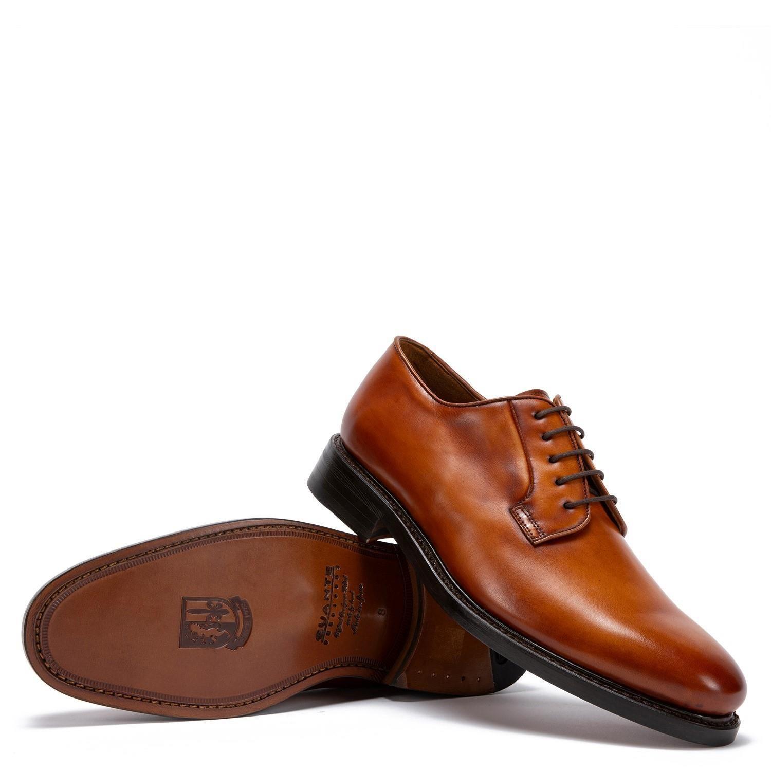 Zapato de cuero hombre Guante brandy Suela Punteado-3