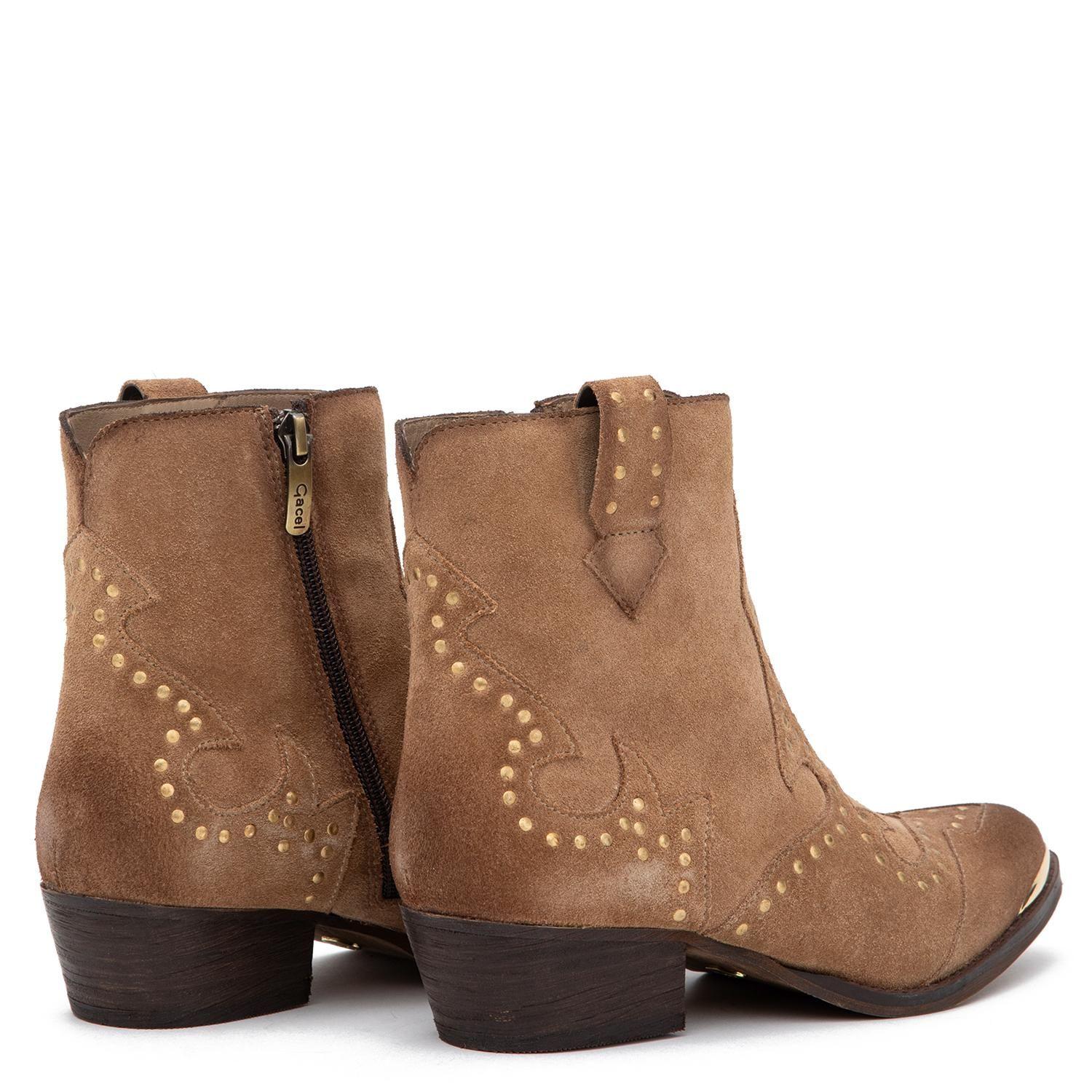 Botin de cuero mujer Gacel beige Ashley-4