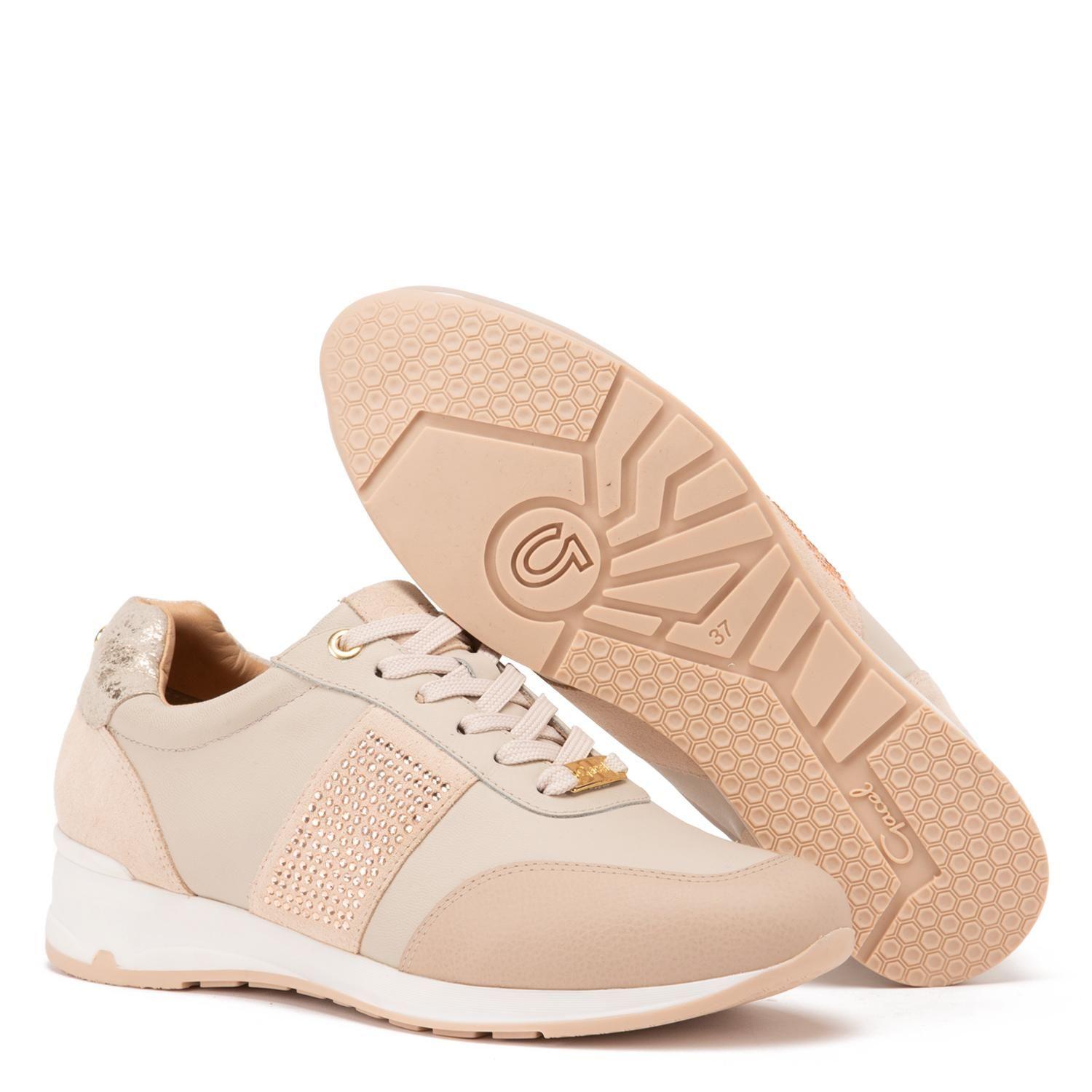 Zapatilla de cuero mujer Gacel beige Venus-3