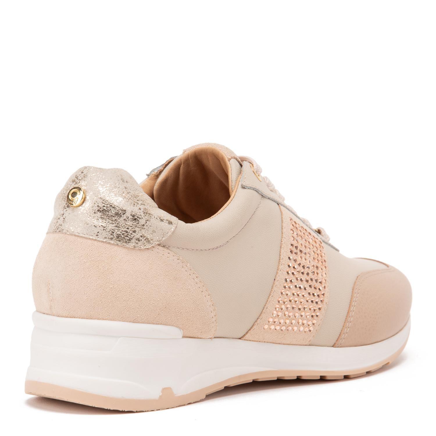 Zapatilla de cuero mujer Gacel beige Venus-4