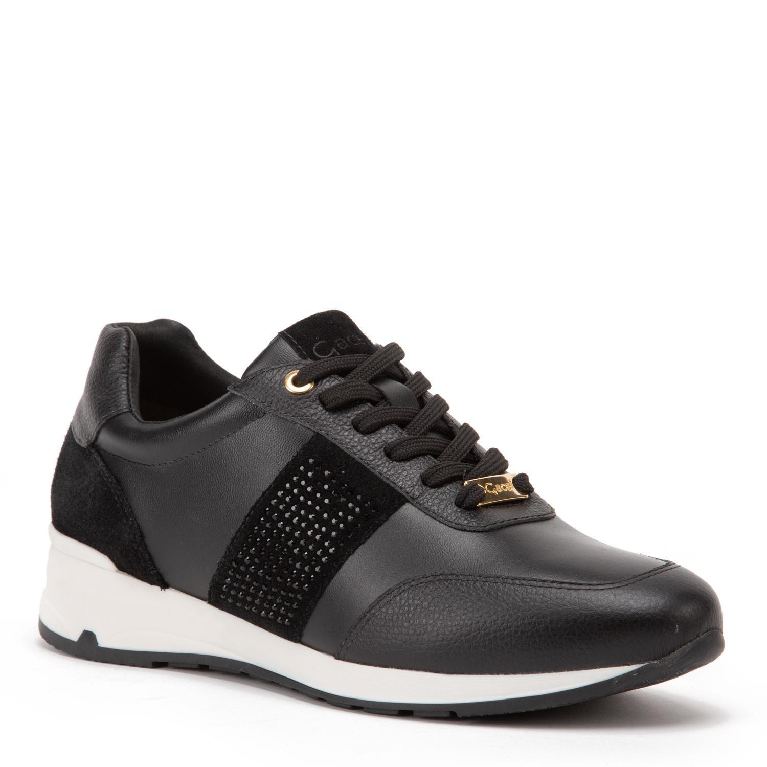 Zapatilla de cuero mujer Gacel negro Venus-2