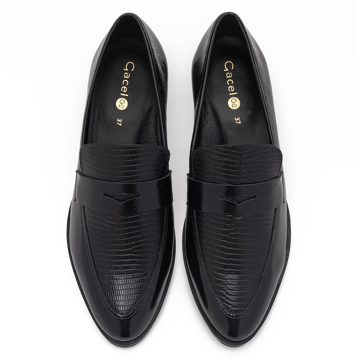 Mocasin de cuero mujer Gacel negro Cruz 0661169-3
