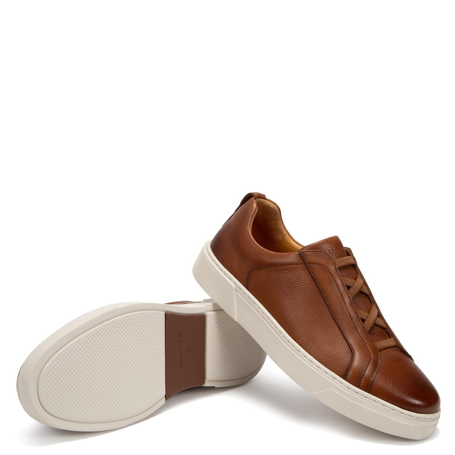 Zapatilla de cuero hombre Guante camel Chipre-3