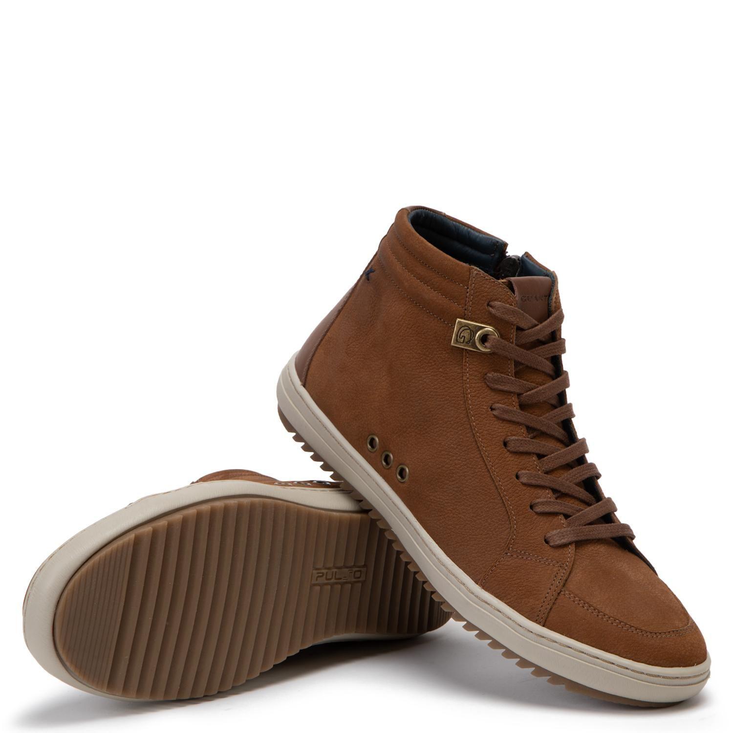 Zapatilla Caña Alta de cuero hombre Guante chocolate Kansas-3