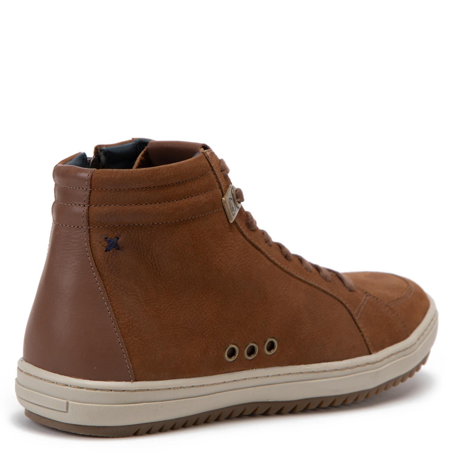 Zapatilla Caña Alta de cuero hombre Guante chocolate Kansas-4