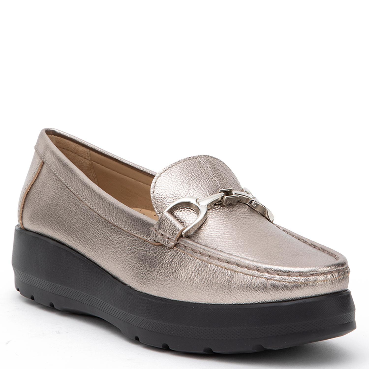 Mocasin de cuero mujer Gacel plateado Locanda 0660882-2