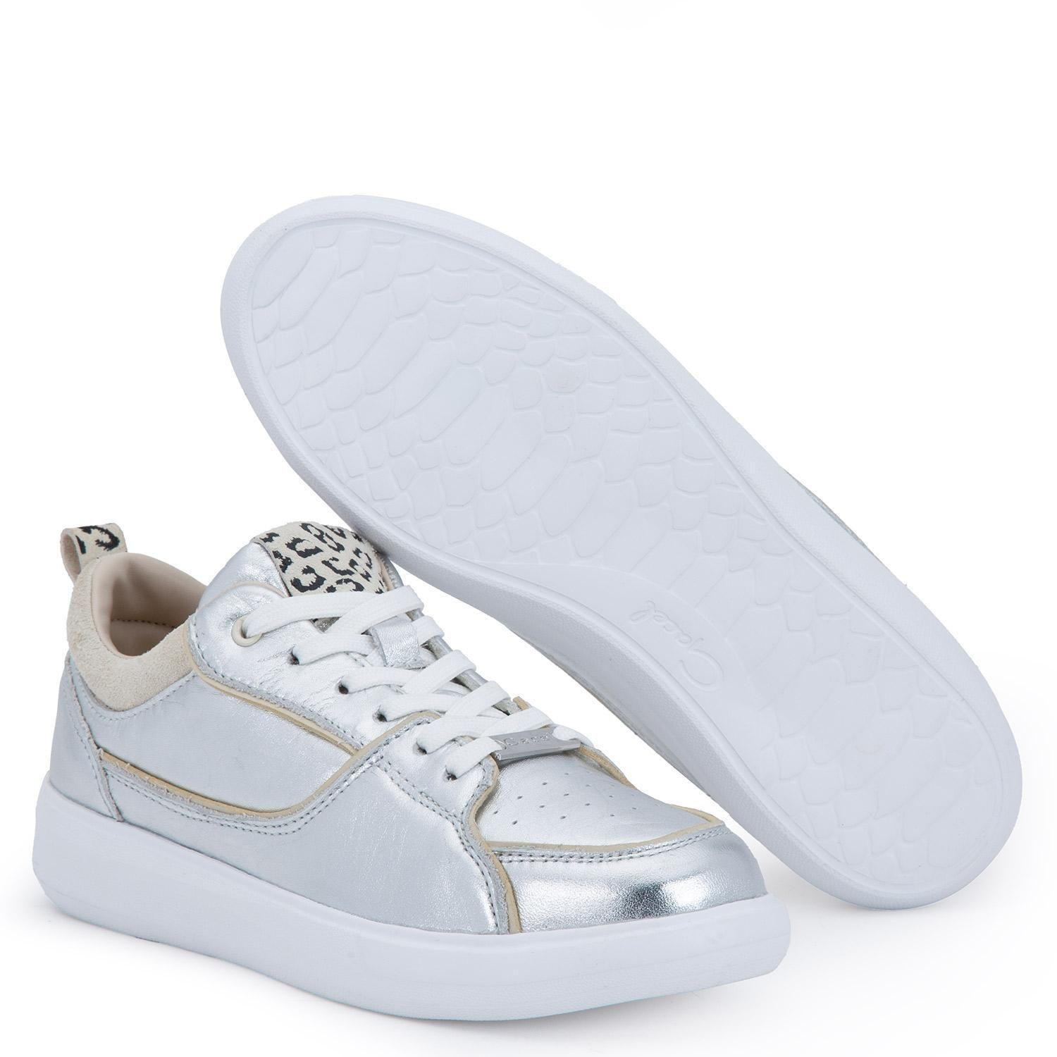 Zapatilla de cuero mujer Gacel plateado Rosalia 0660174-2