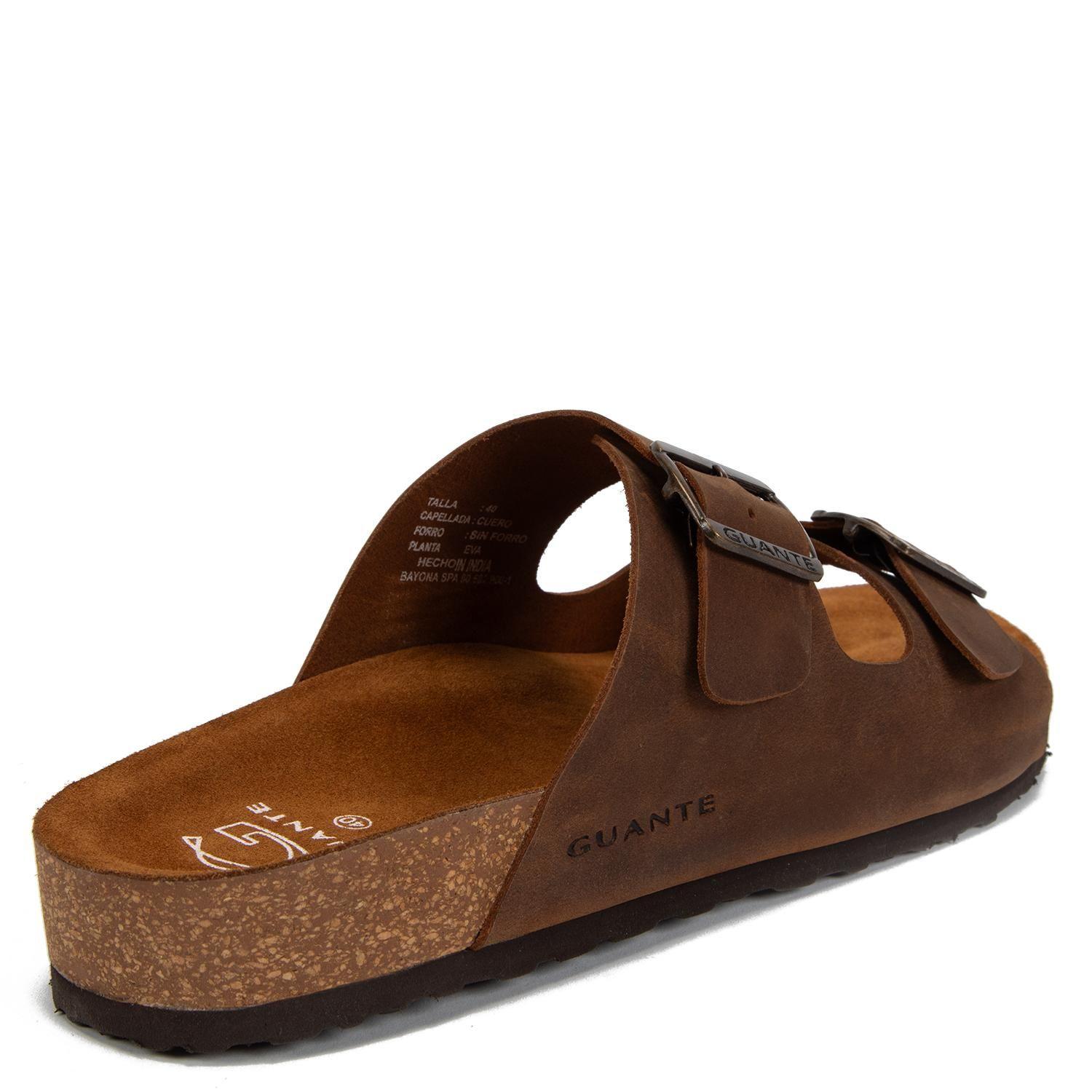 Sandalia semi abierta de cuero hombre Guante chocolate Creta-4