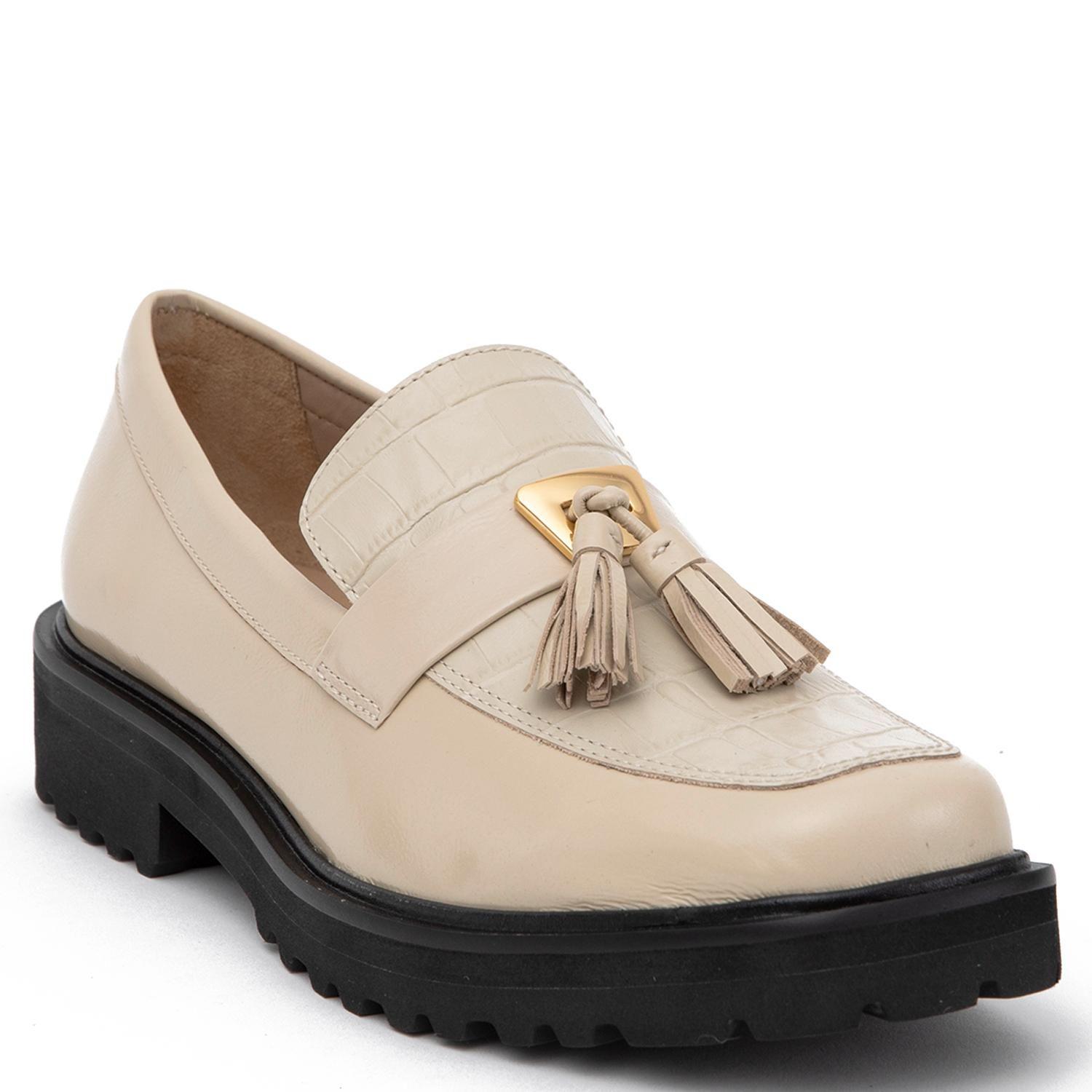 Mocasin de cuero mujer Gacel off white Aileen-2