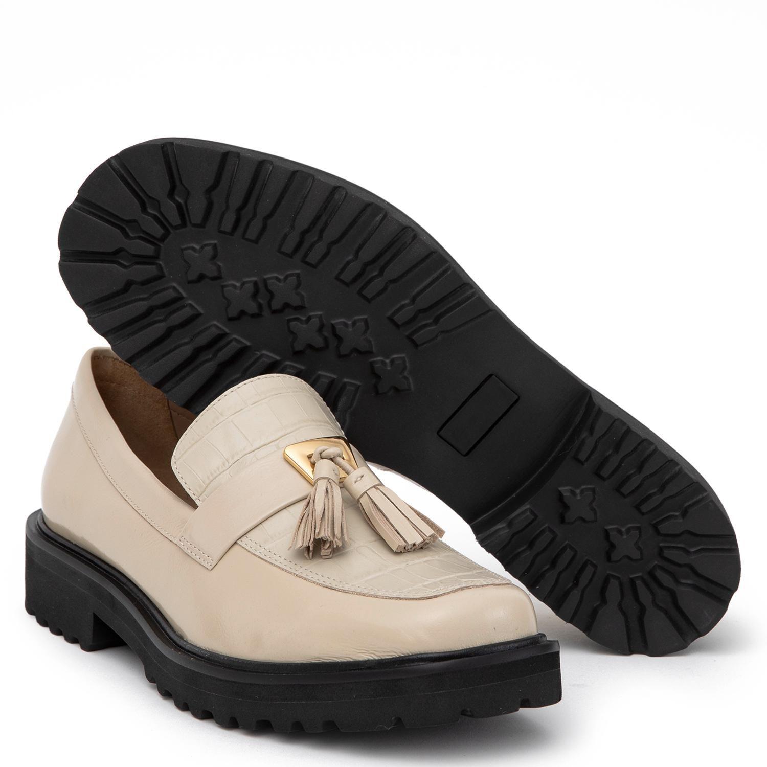 Mocasin de cuero mujer Gacel off white Aileen-3