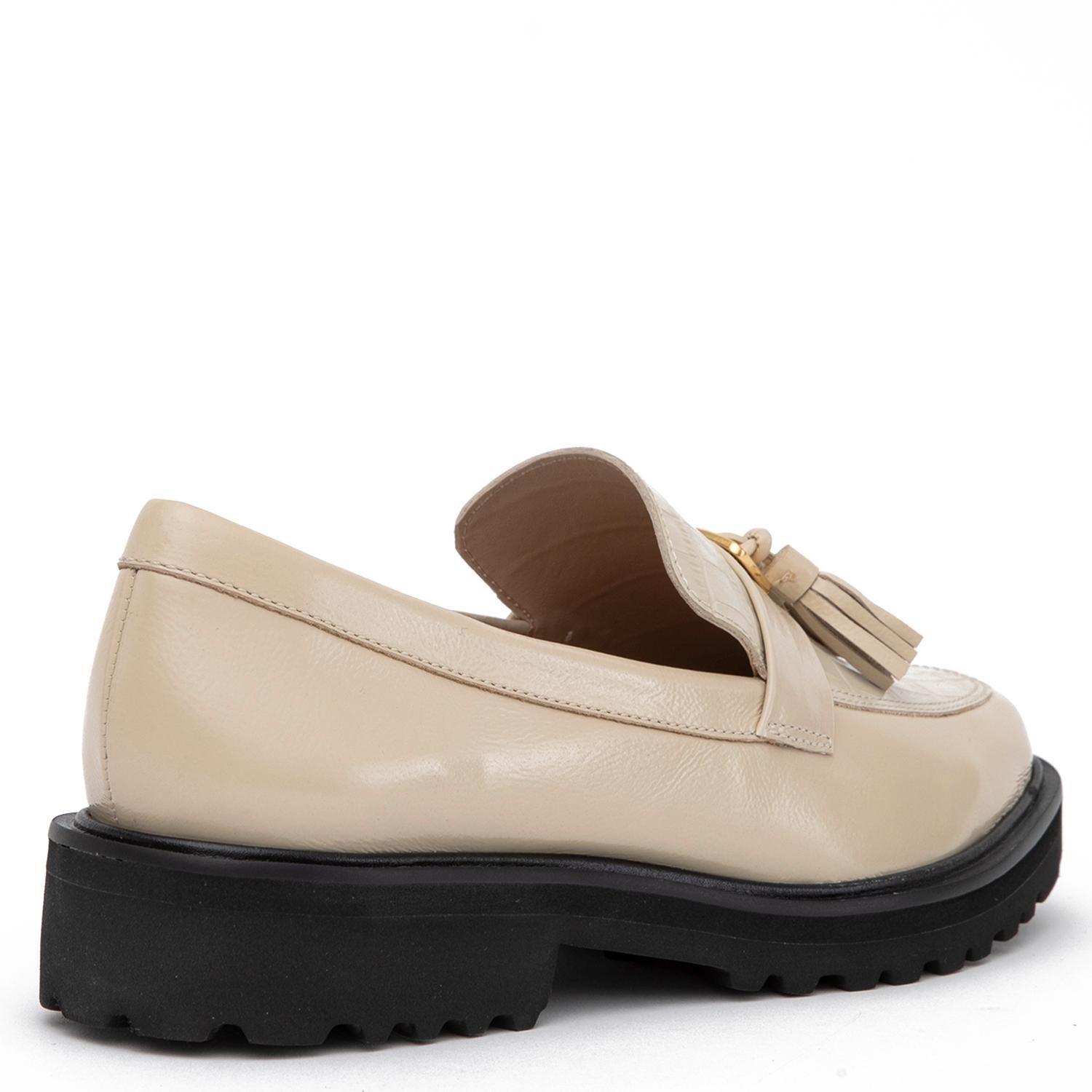 Mocasin de cuero mujer Gacel off white Aileen-4