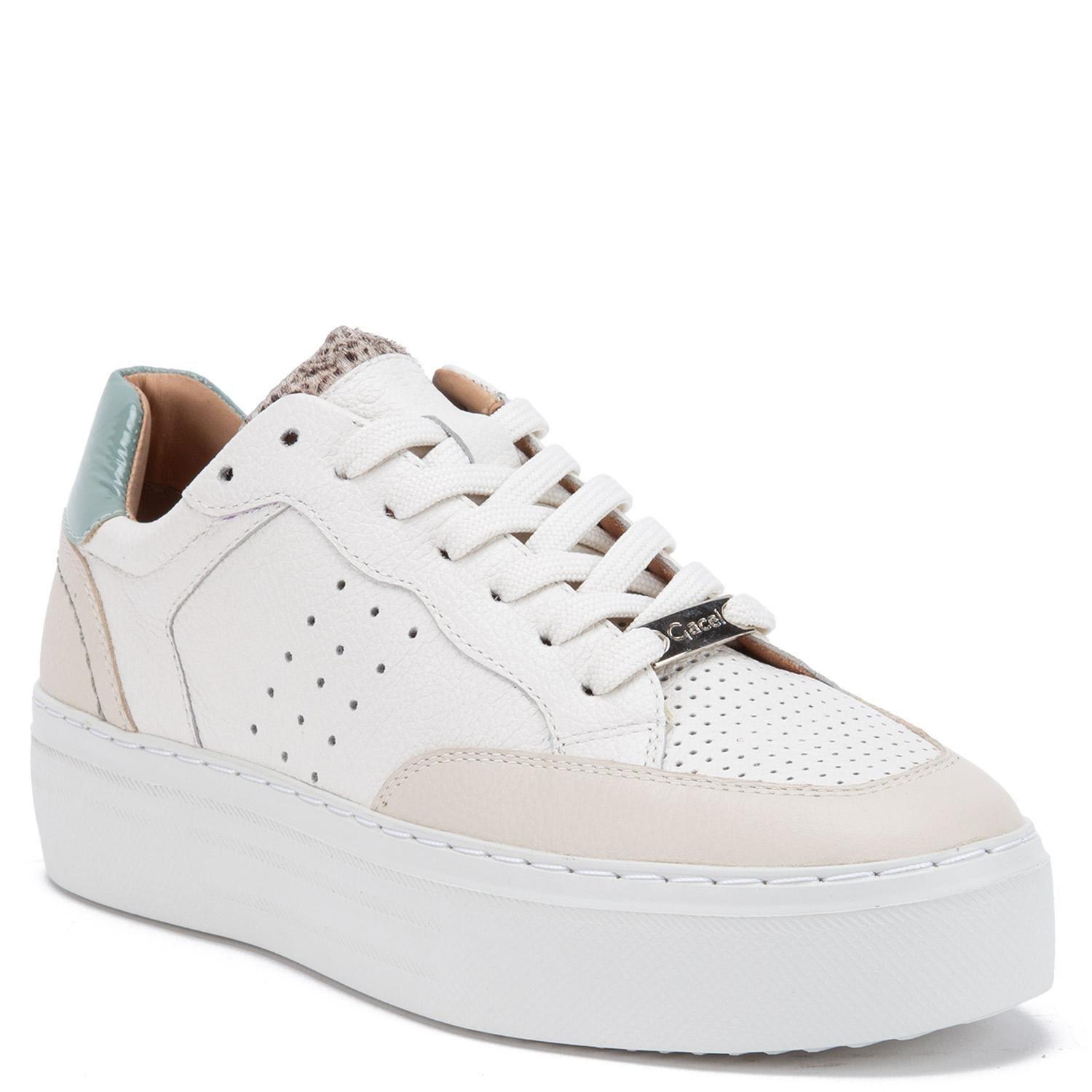 Zapatilla de cuero mujer Gacel blanco Regina-2