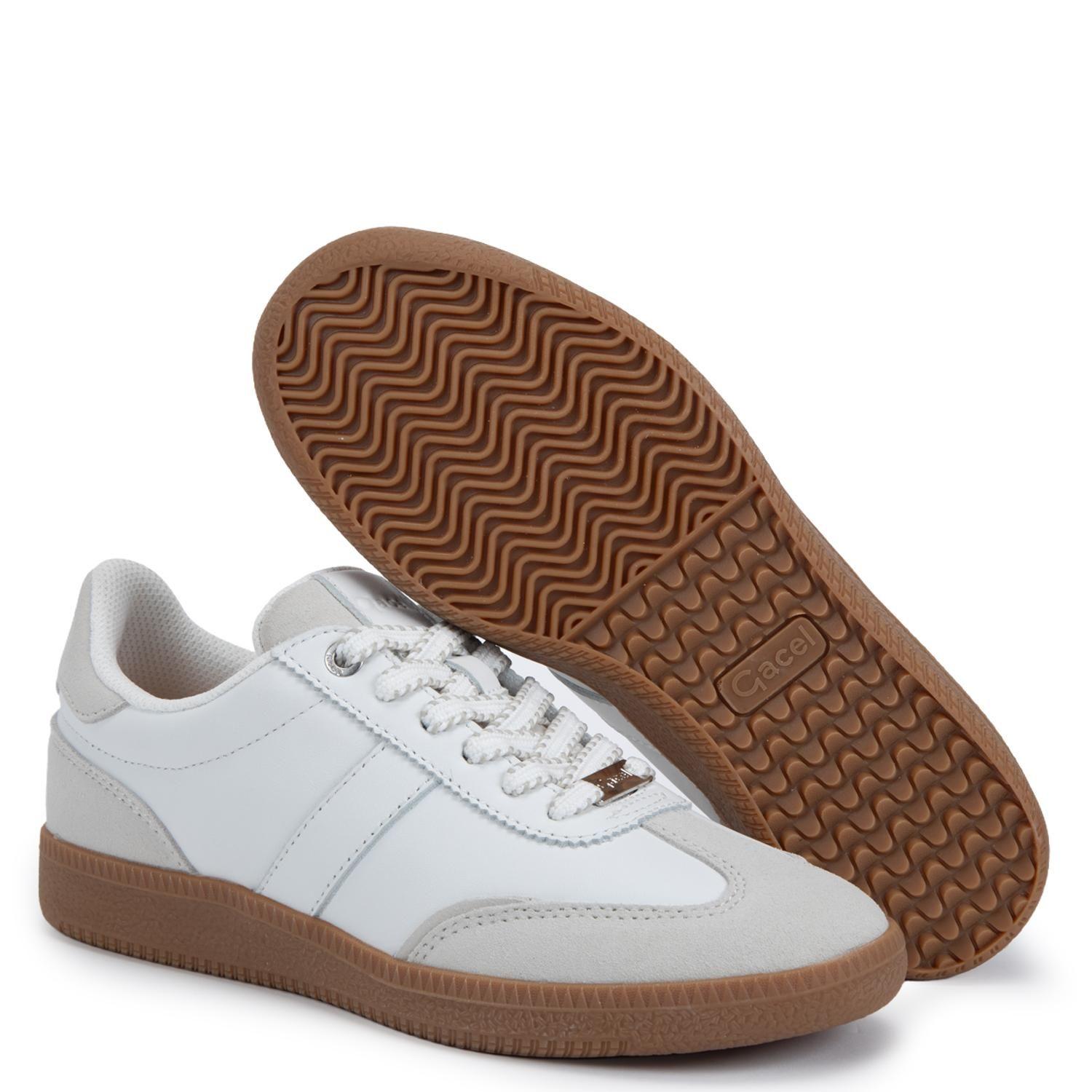 Zapatilla de cuero mujer Gacel blanco Muna 0661334-3