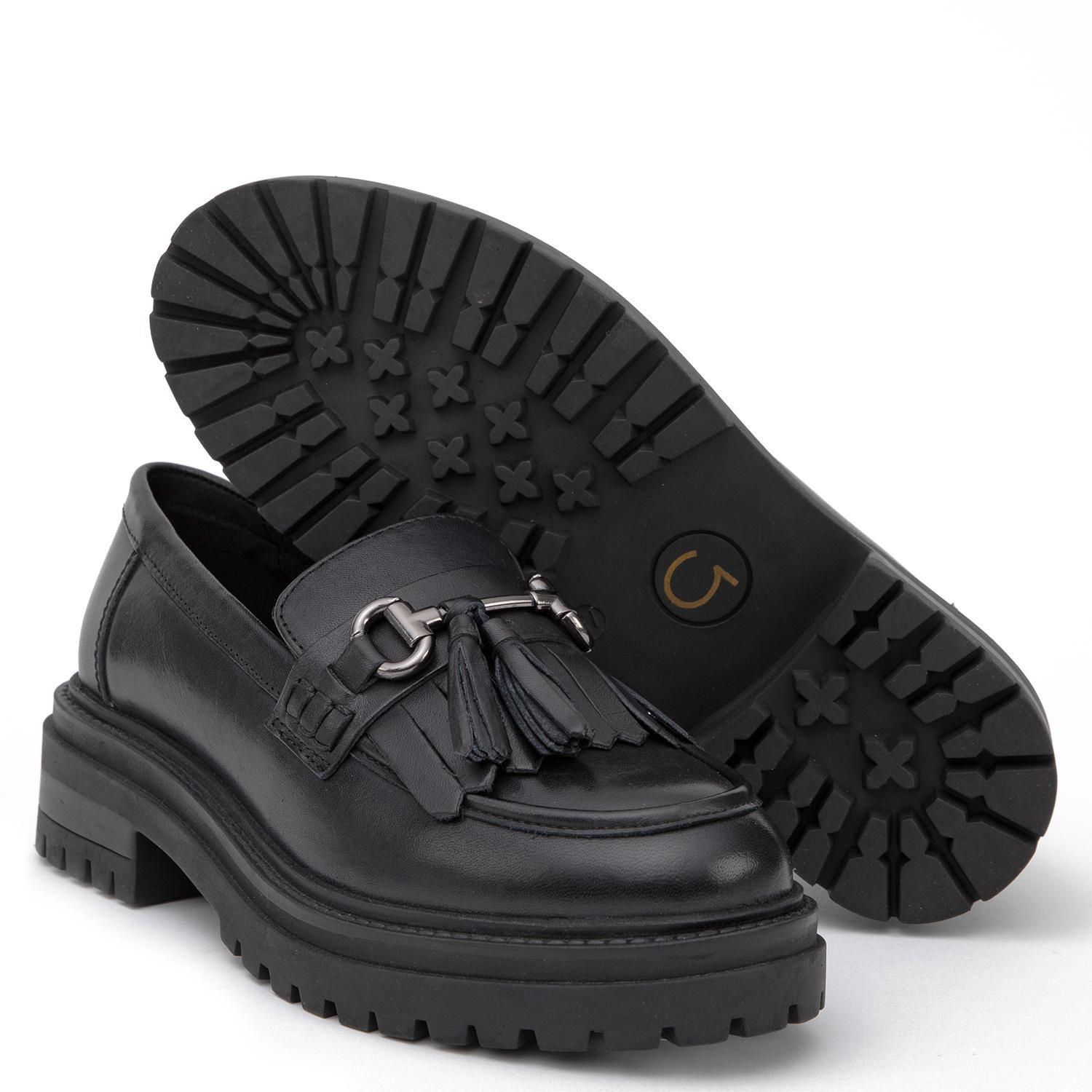 Mocasin de cuero mujer Gacel negro Timothy-3