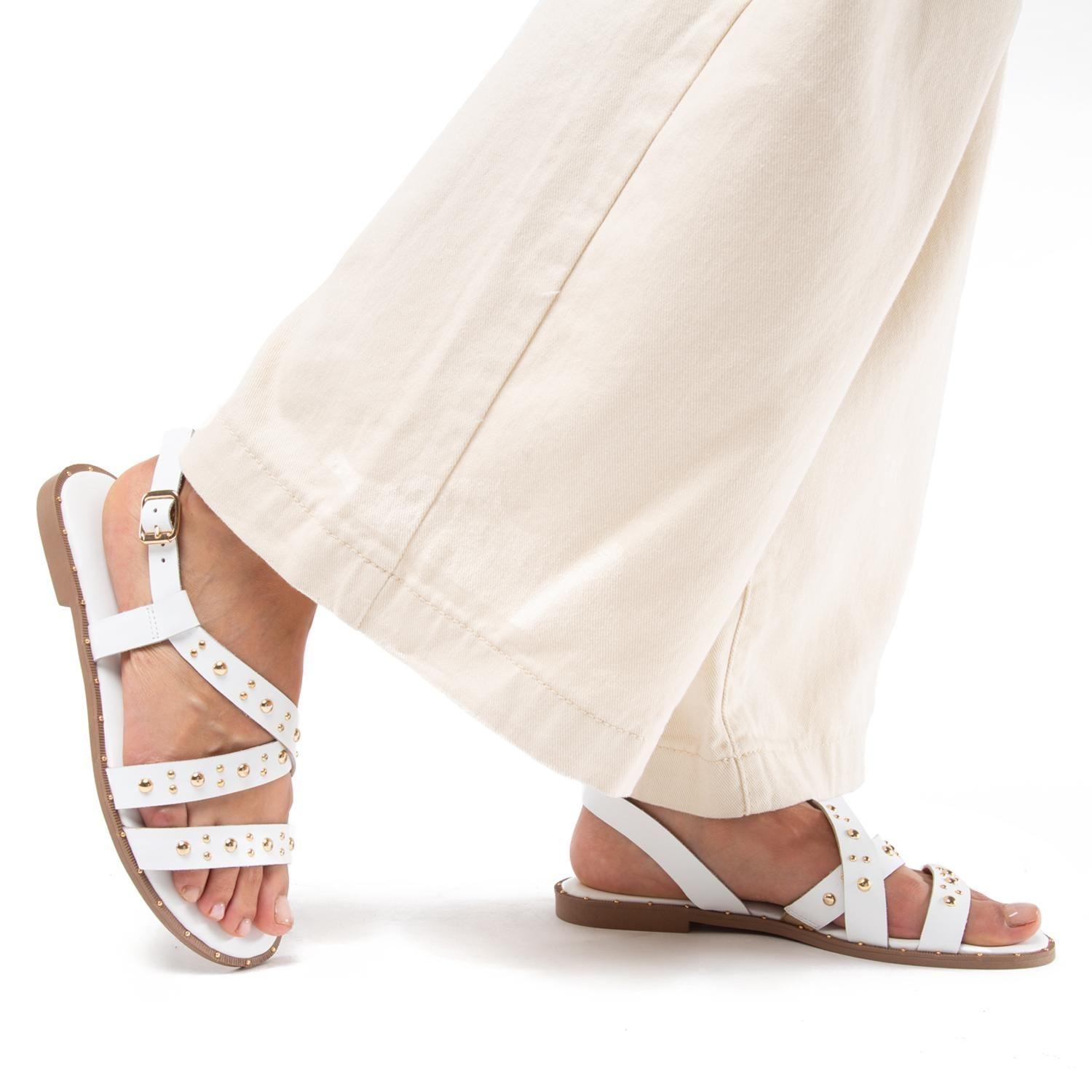 Sandalia de cuero mujer Gacel Blanco Nia-1