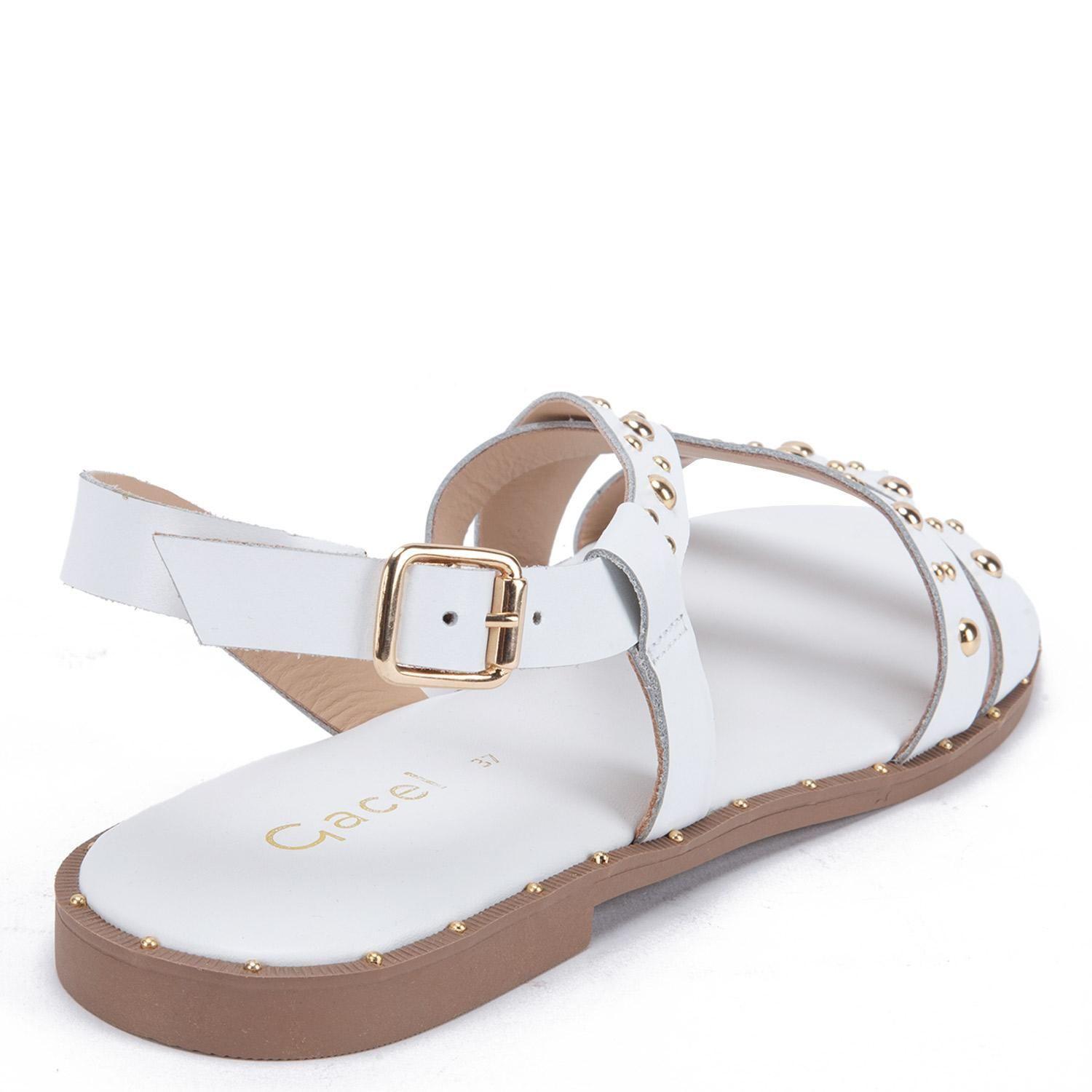 Sandalia de cuero mujer Gacel Blanco Nia-4