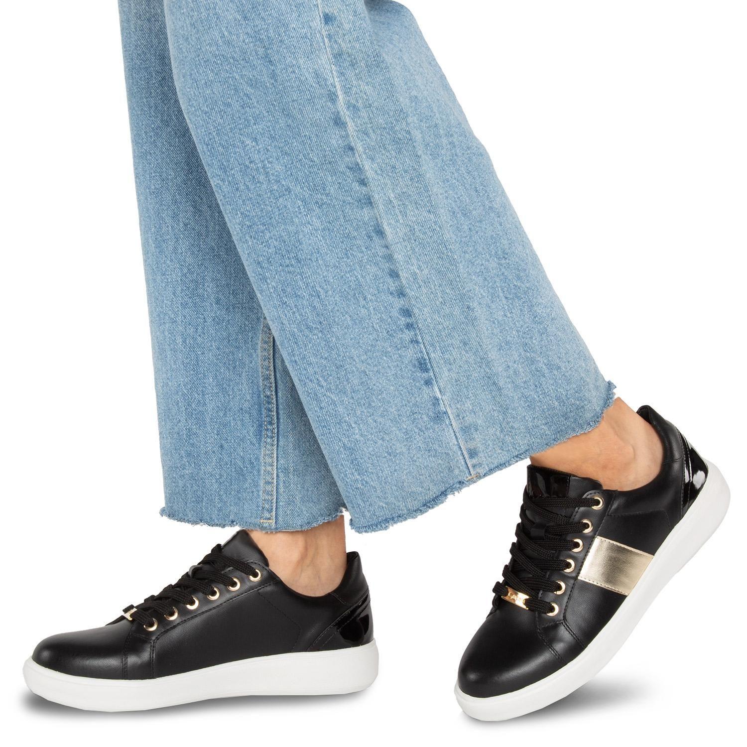 Zapatilla de cuero mujer Gacel negro Rosalia-1