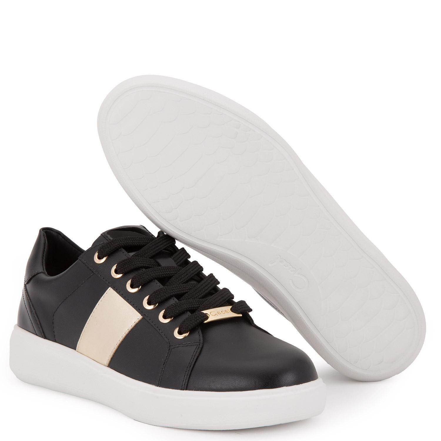 Zapatilla de cuero mujer Gacel negro Rosalia-2