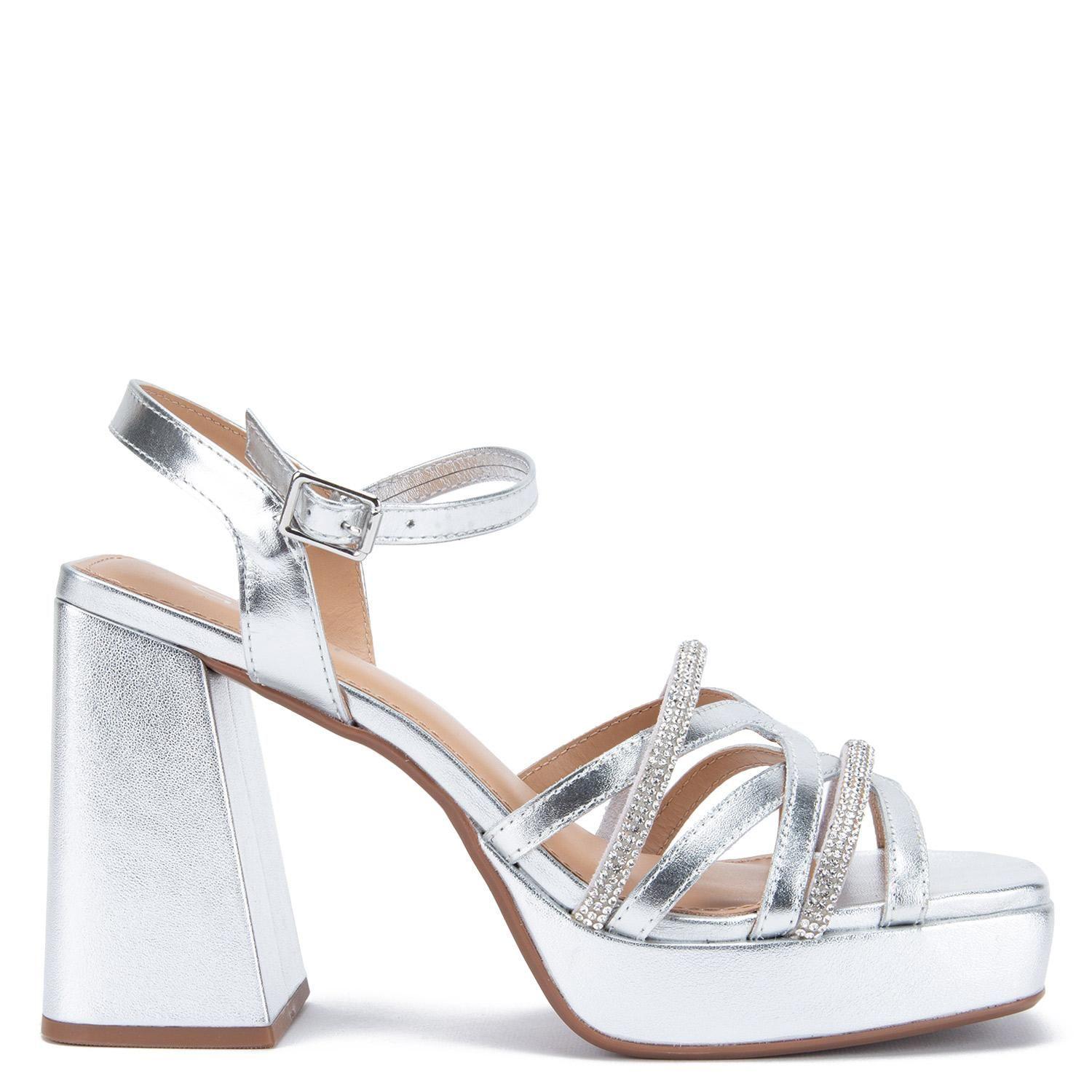 Sandalia de cuero mujer Gacel Plateado Athena-0