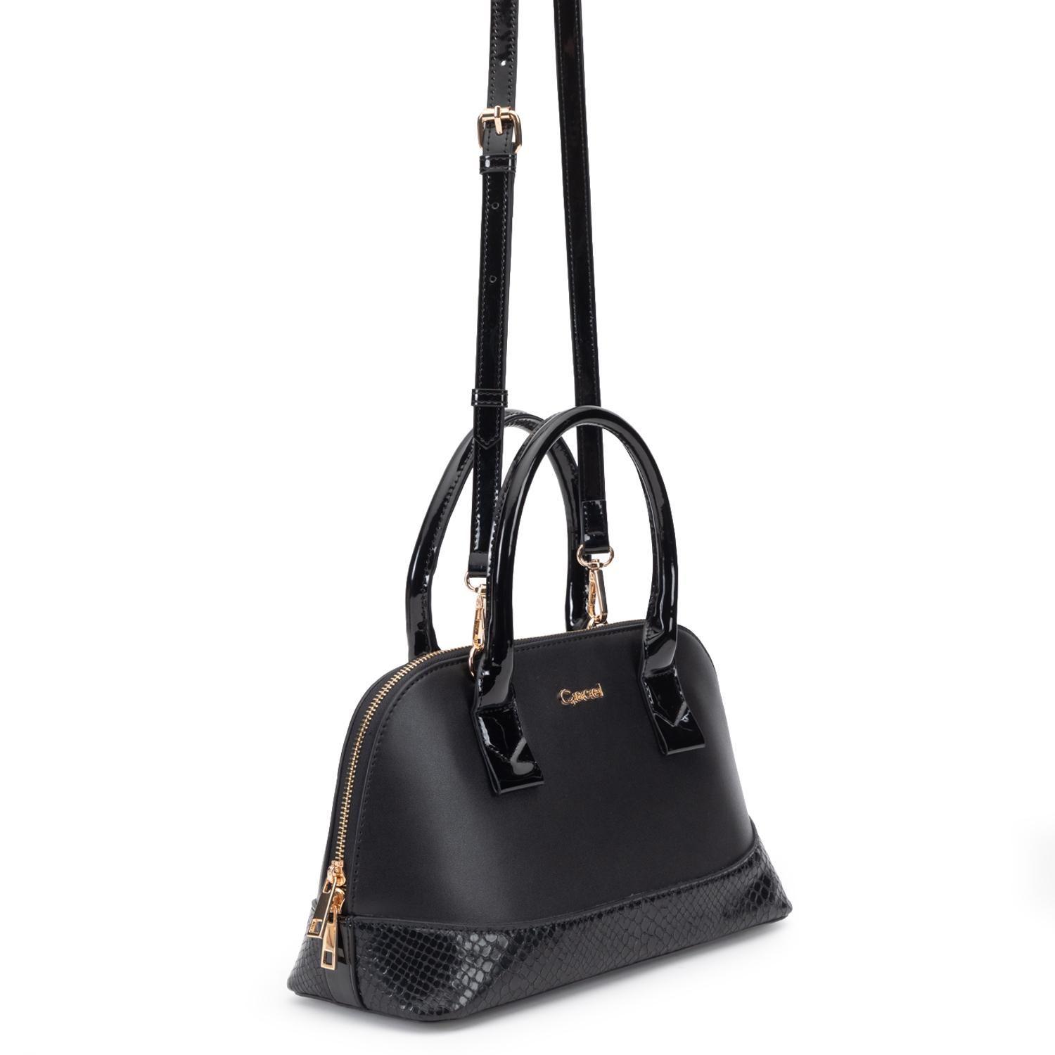 Cartera mujer Gacel negro dos asas mediana-2