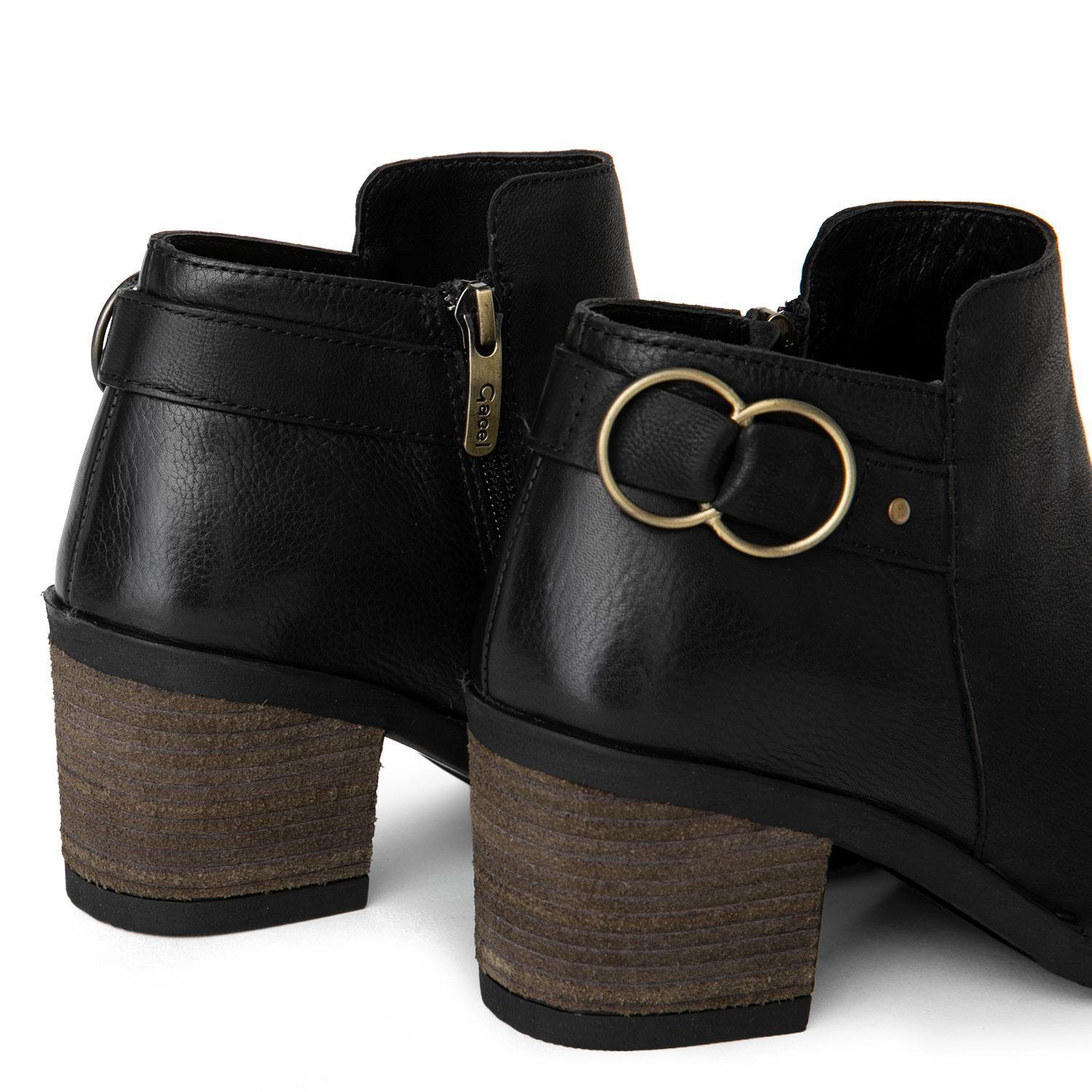 Botin de cuero mujer Gacel negro Piera-4