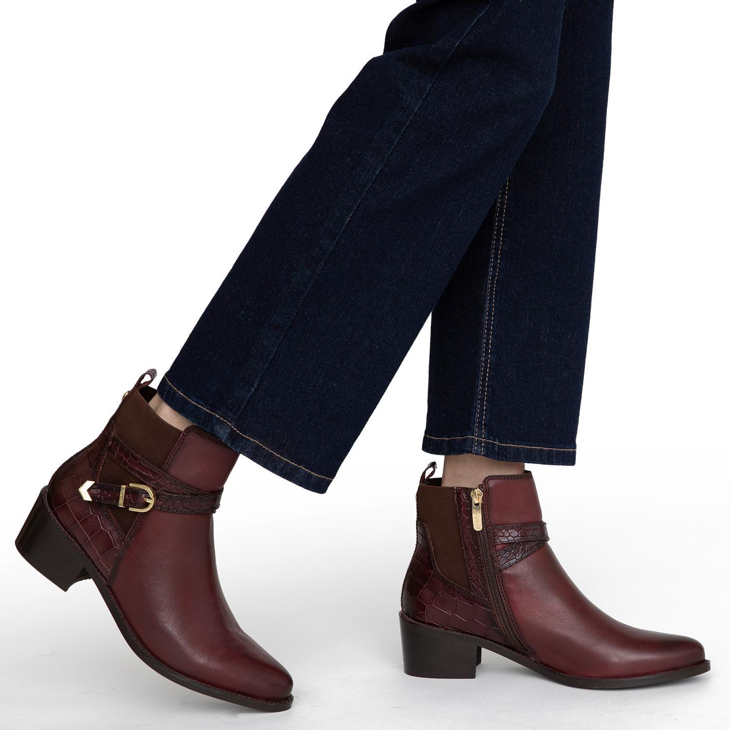 Botin de cuero mujer Gacel burdeo Montana 0660928-1