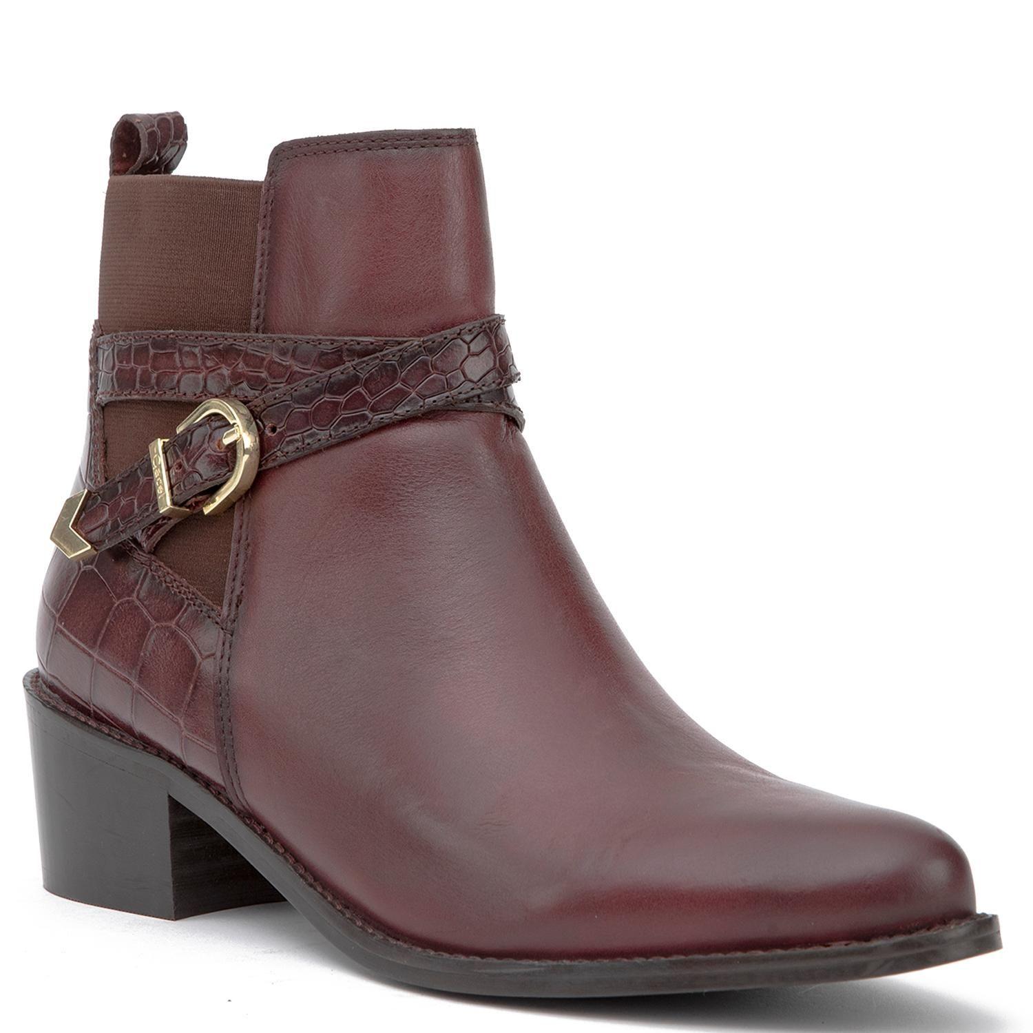 Botin de cuero mujer Gacel burdeo Montana 0660928-2