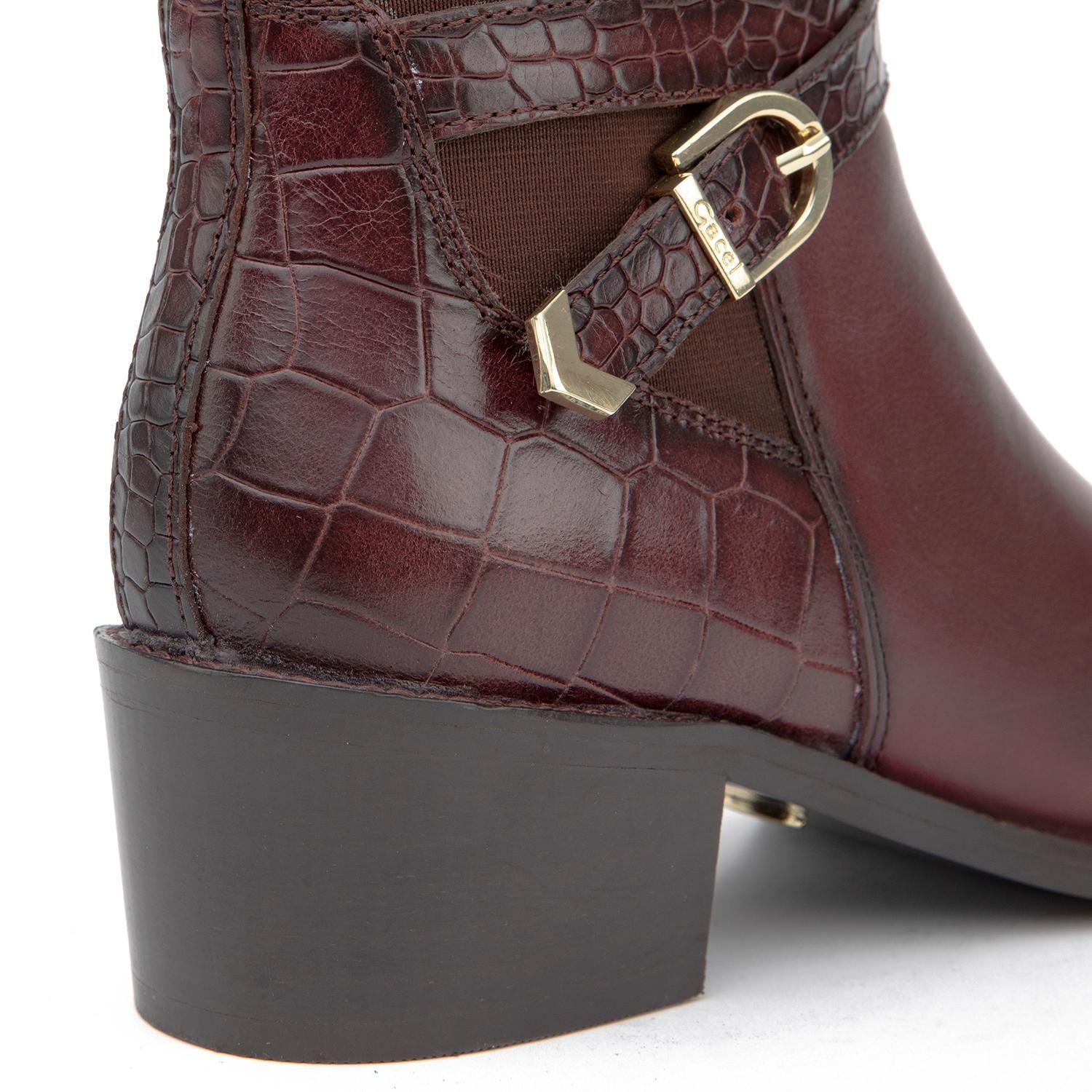 Botin de cuero mujer Gacel burdeo Montana 0660928-3