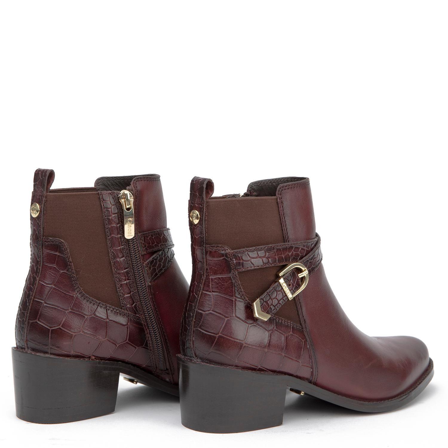 Botin de cuero mujer Gacel burdeo Montana 0660928-4