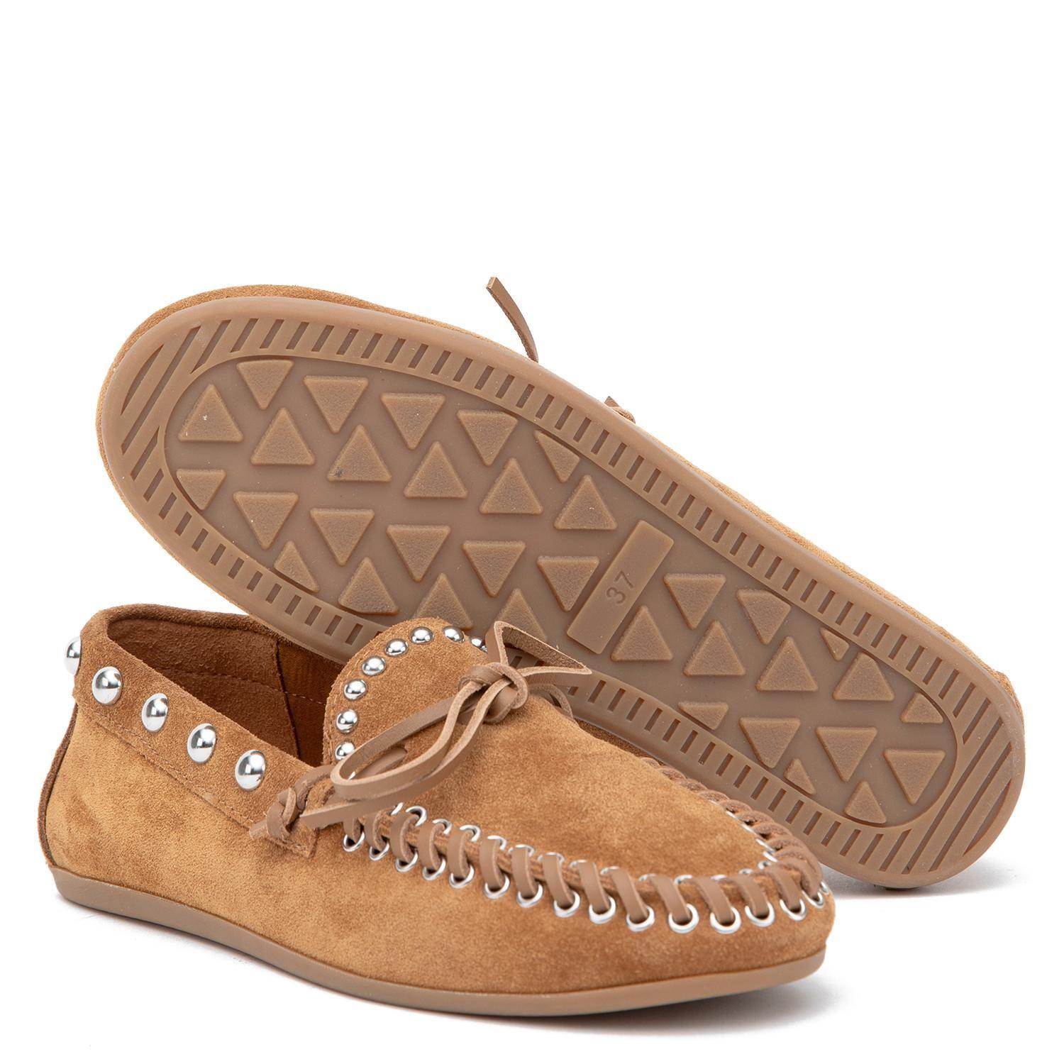 Mocasin de cuero mujer Gacel camel Poka 0660970-3