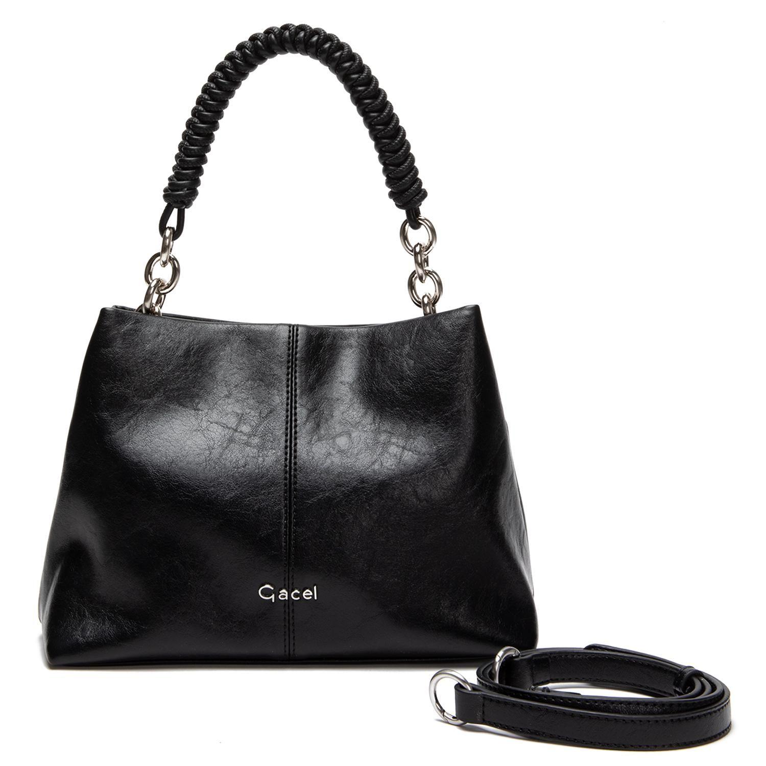 Cartera mujer Gacel negro bandolera grande-0