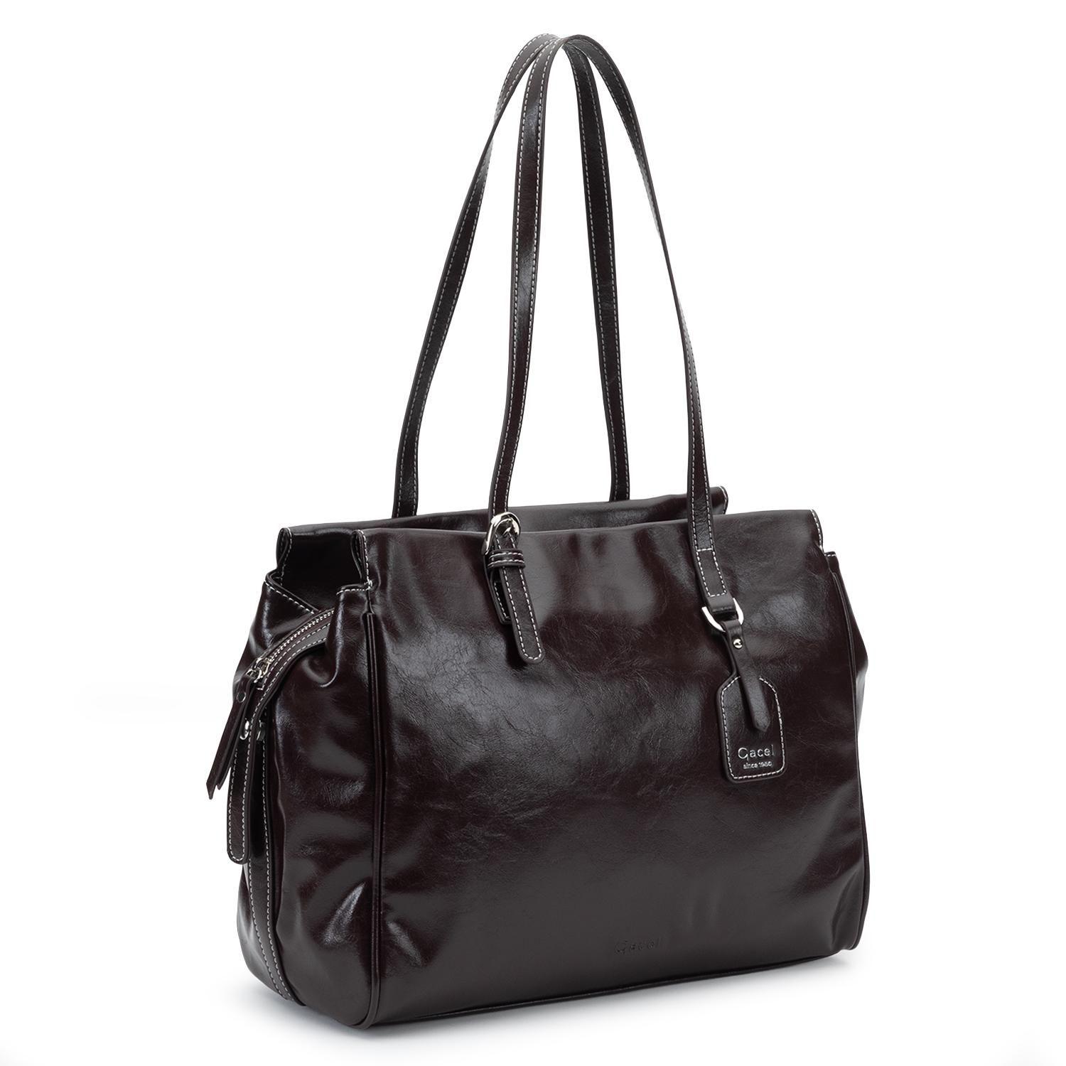Cartera mujer Gacel chocolate dos asas grande-2