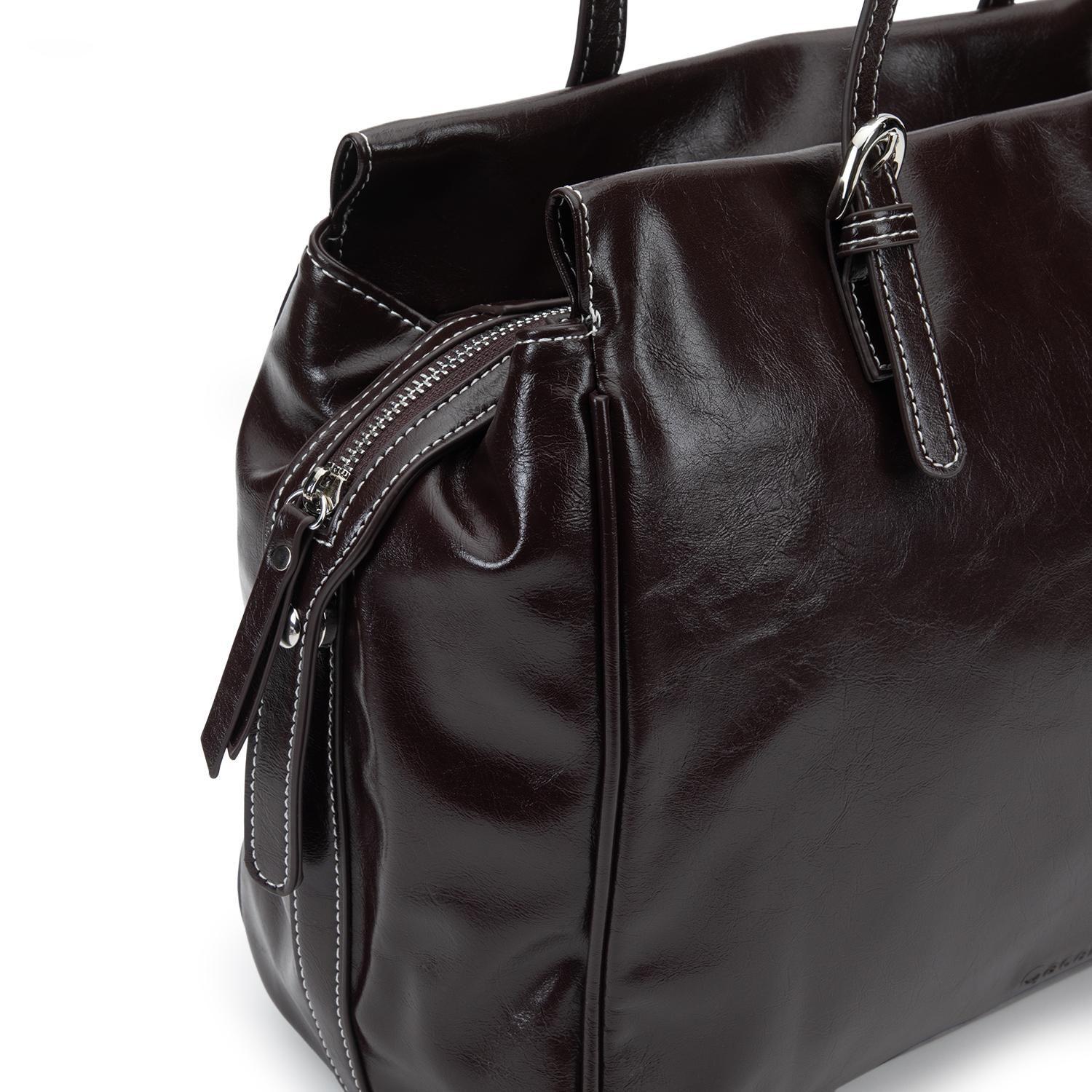Cartera mujer Gacel chocolate dos asas grande-5