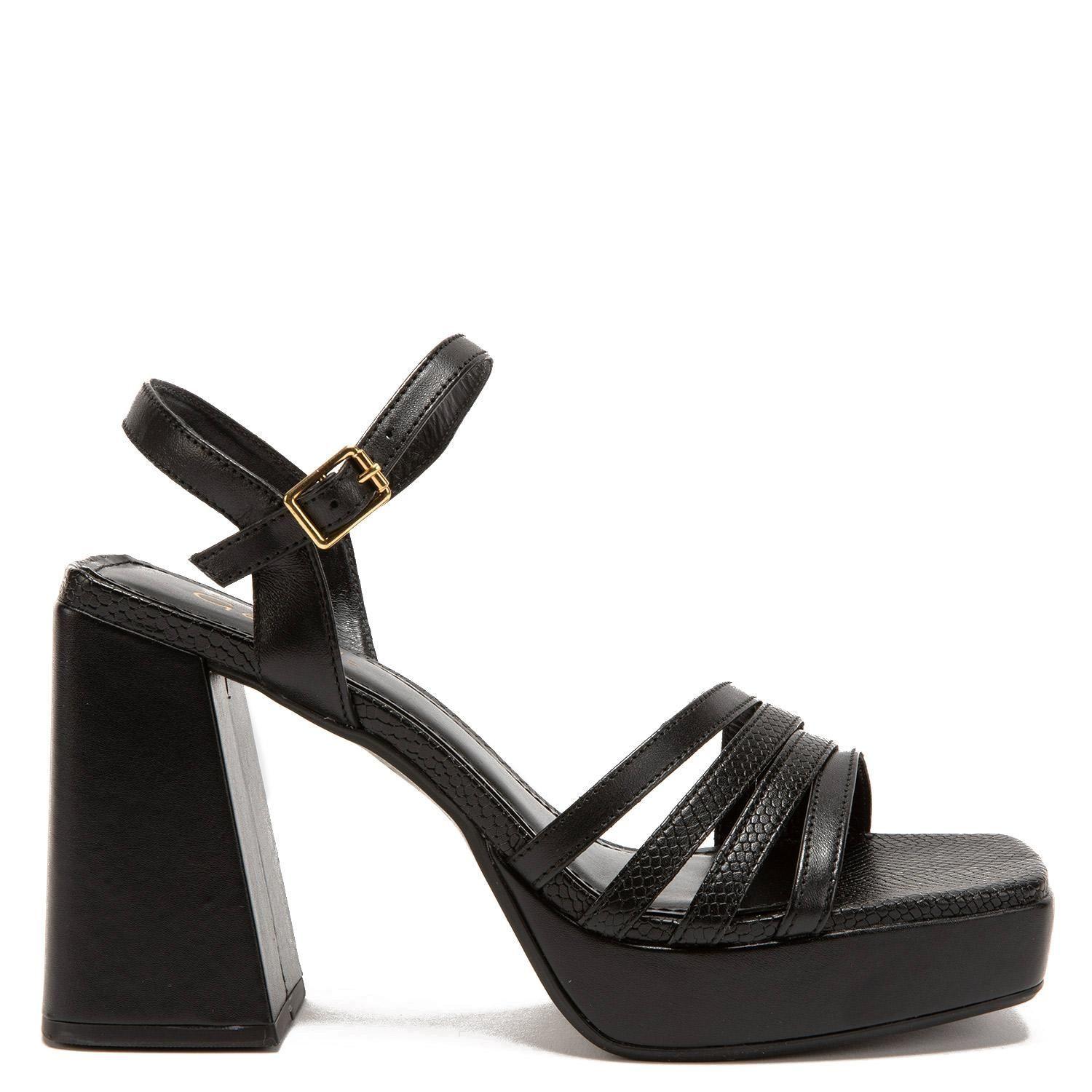 Sandalia de cuero mujer Gacel Negro Athena 0659767-0