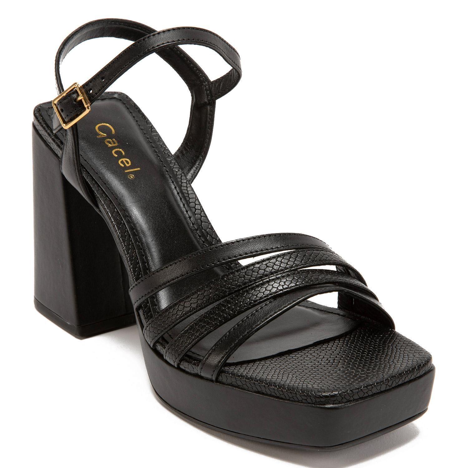 Sandalia de cuero mujer Gacel Negro Athena 0659767-1