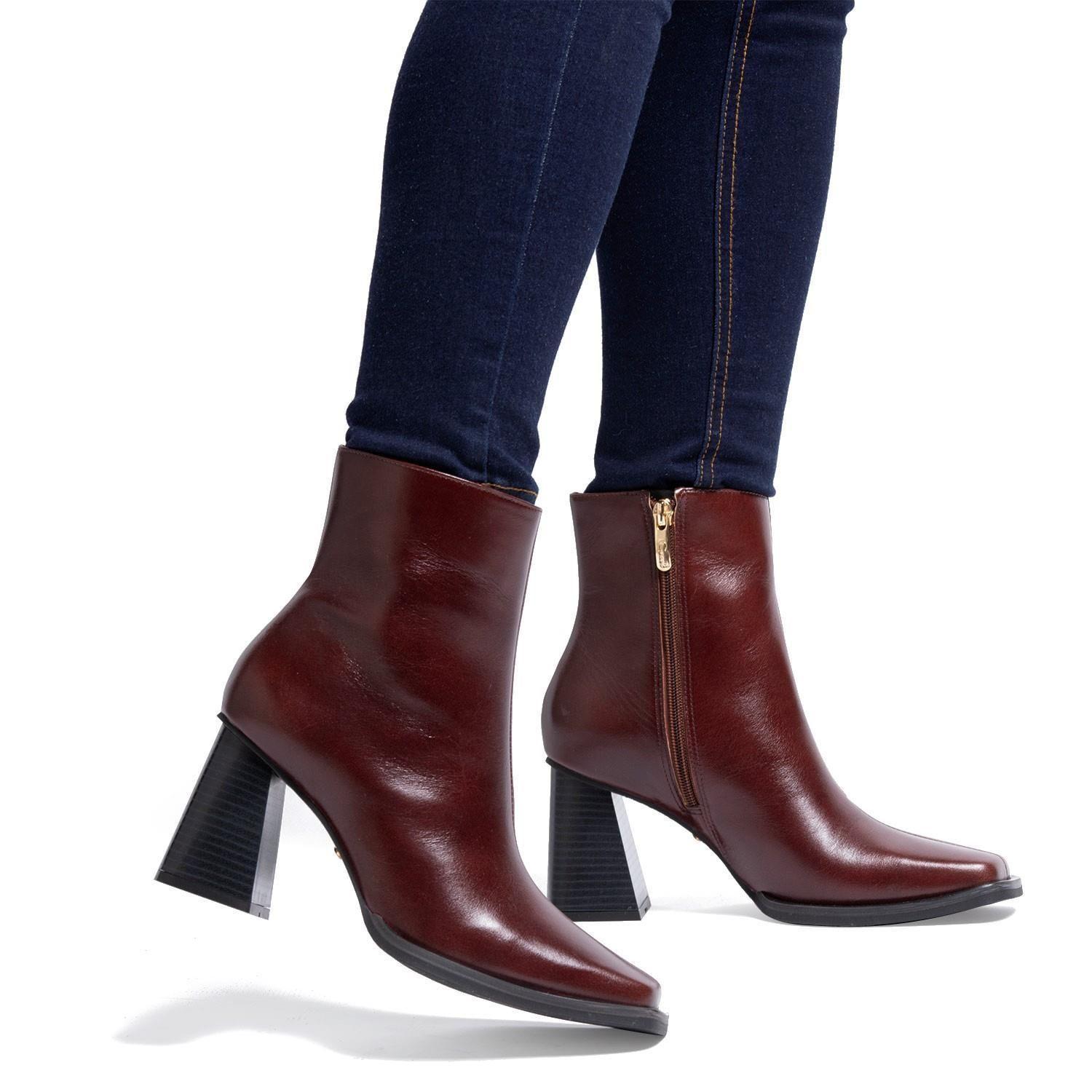 Botin de cuero mujer Gacel Caoba Francisca 0659222-1