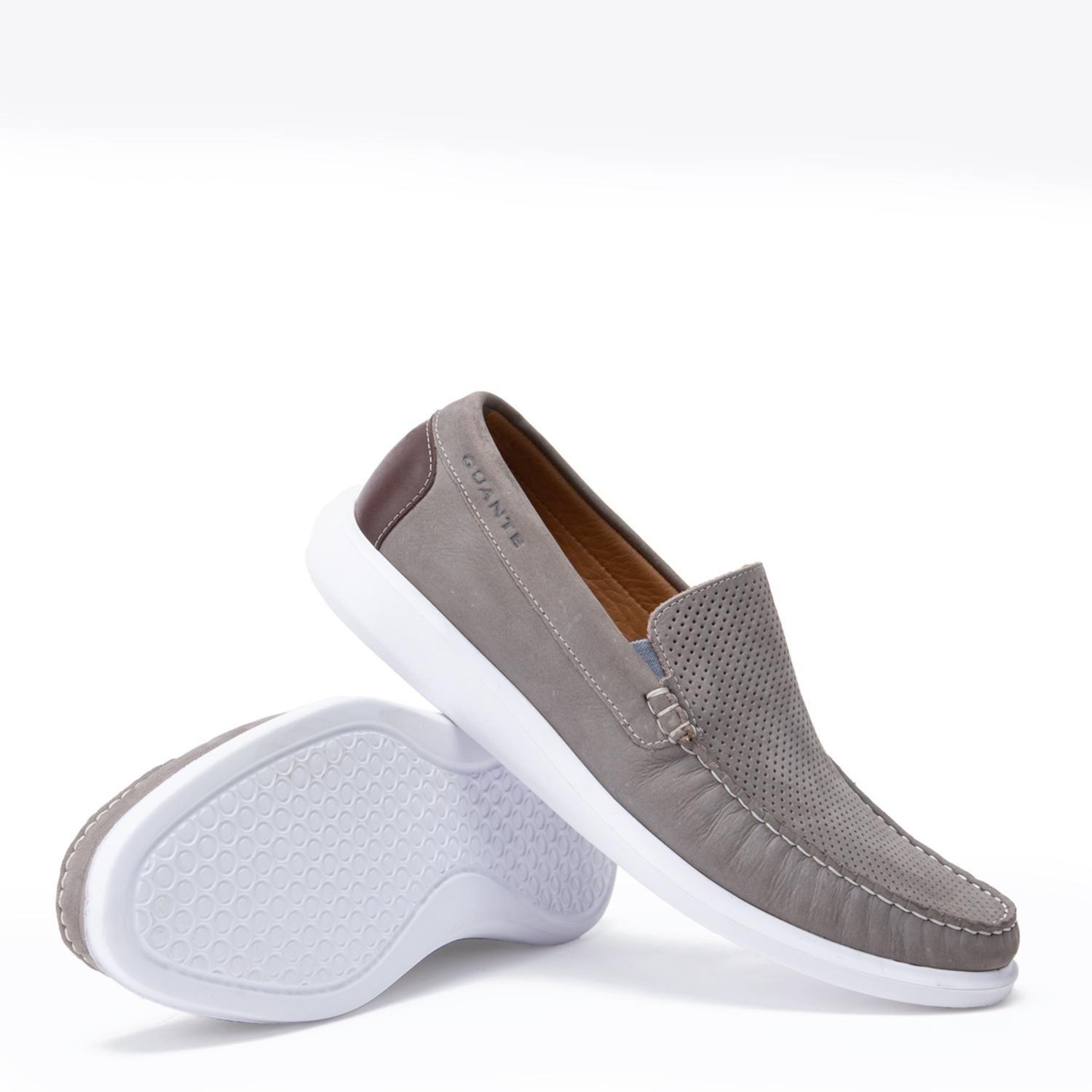 Mocasin de cuero hombre Guante gris Cannes-3