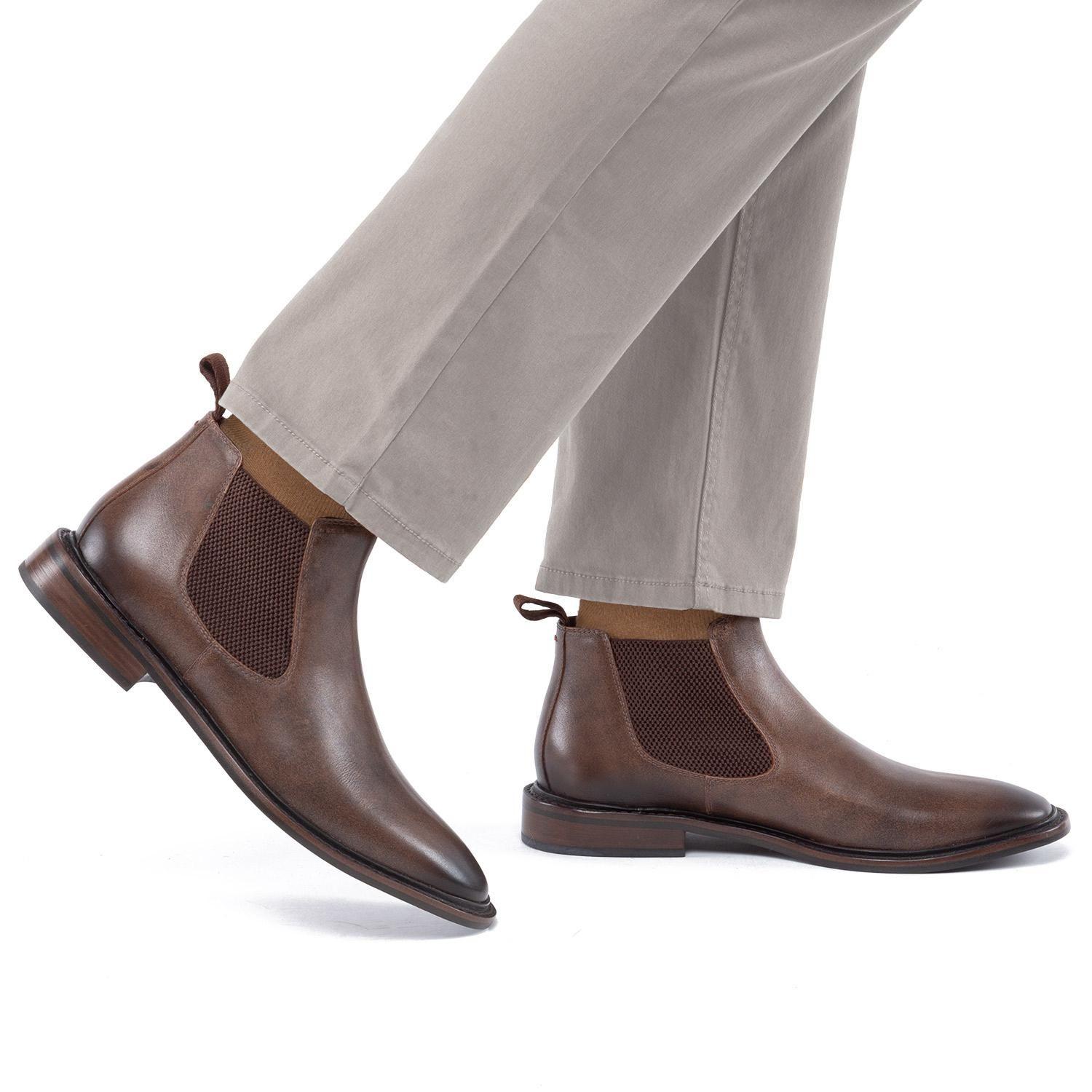 Botin de cuero hombre Guante chocolate Suela-1